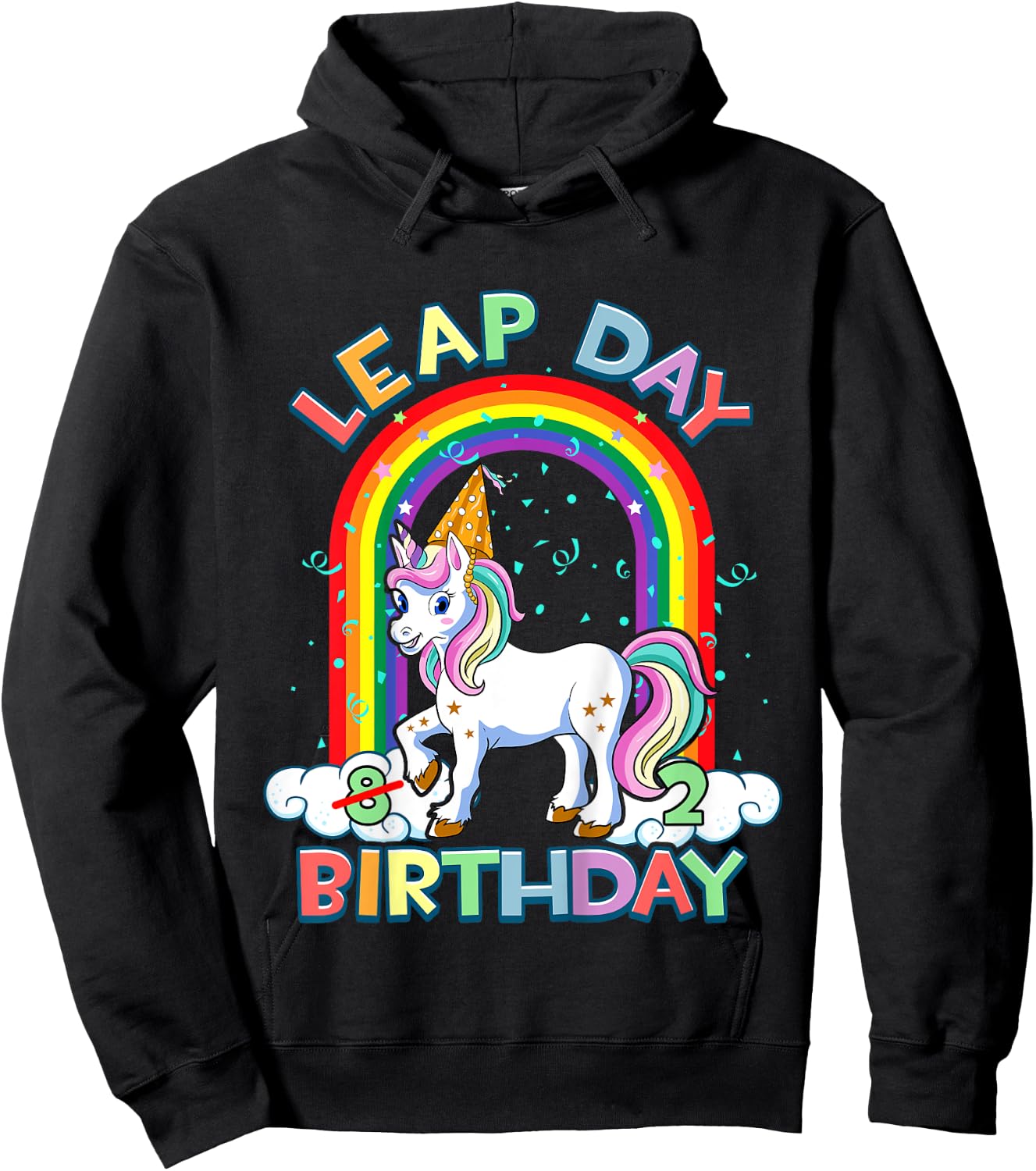 Kids Leap Day Birthday 8th February 29 8 Year Old Girl Gift Hoodie - Hoodie | Black