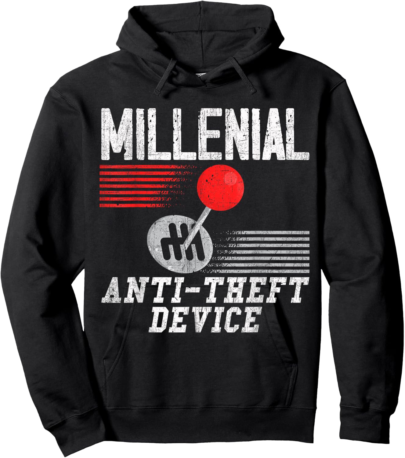 Millennial Anti-Theft Device Funny Manual Gear Box Novelty Hoodie - Hoodie | Black
