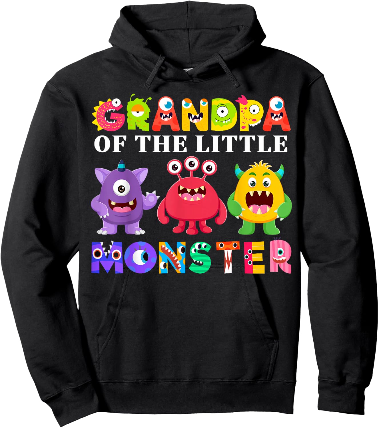 Grandpa Of The Little Monster Birthday Party Family Monster Hoodie - Hoodie | Black