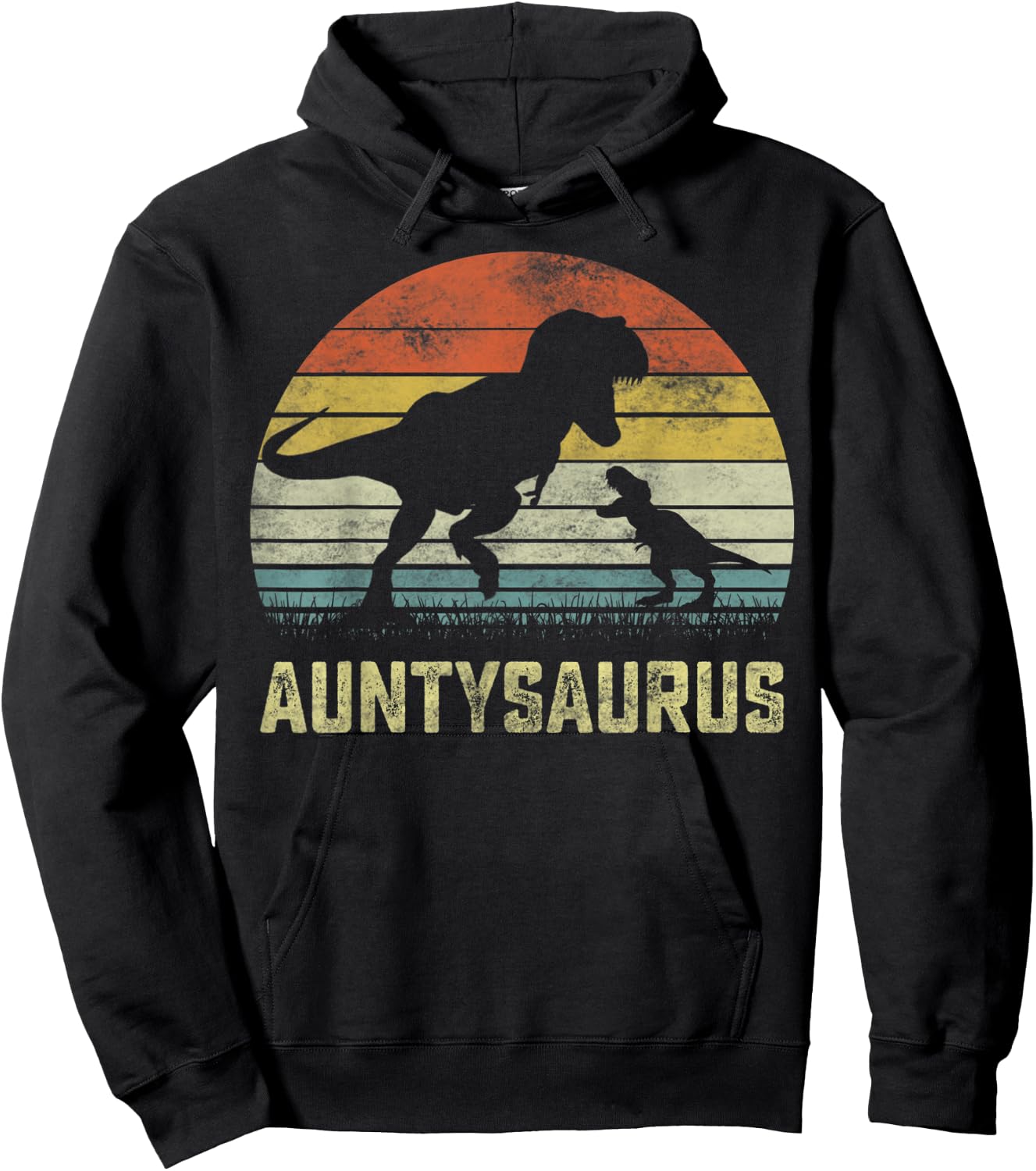 Auntysaurus T Rex Dinosaur Aunty Saurus Family Matching Hoodie - Hoodie | Black