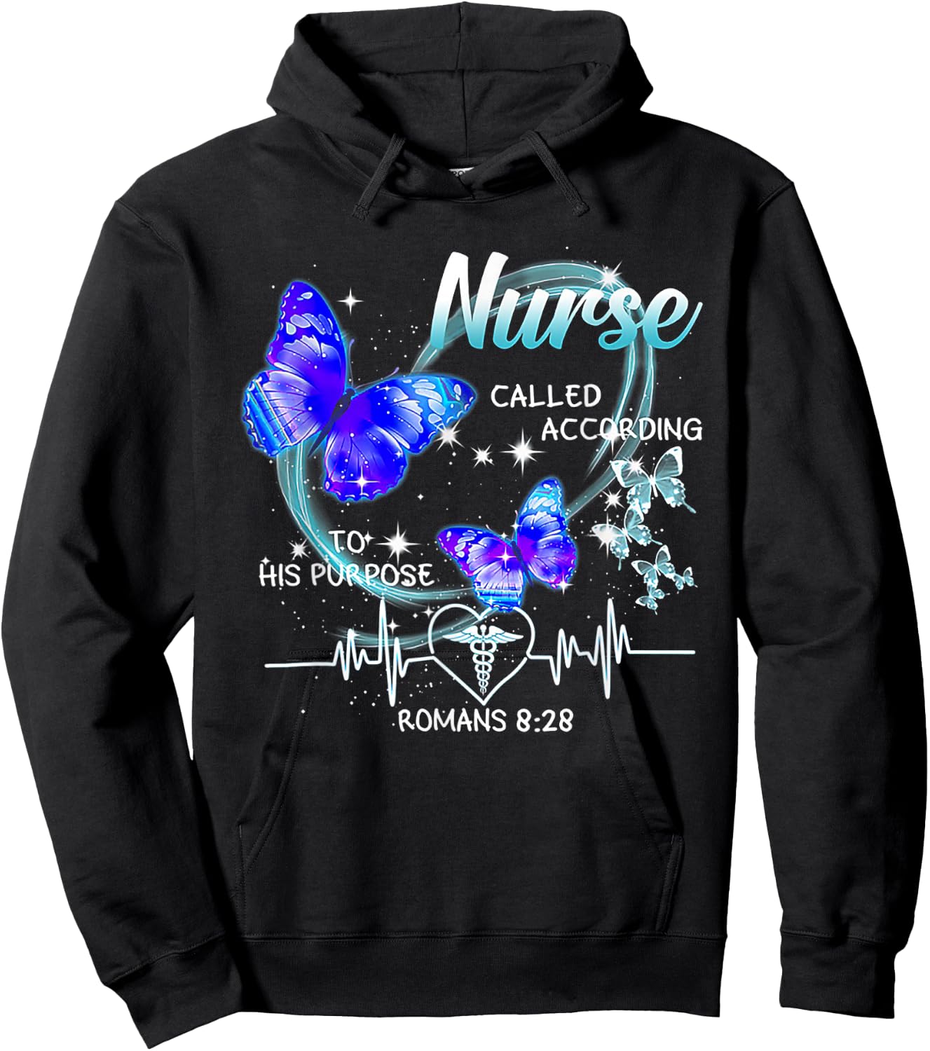 Nurse Called According To His Purpose Butterfly Christian Hoodie - Hoodie | Black