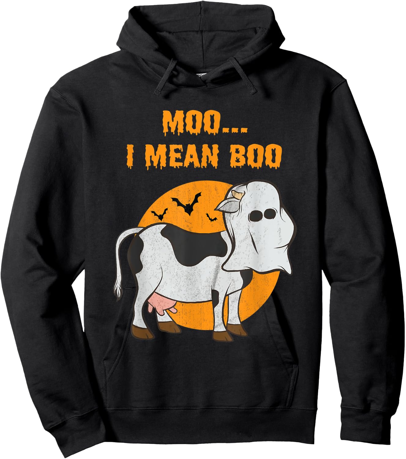Ghost Cow Moo I Mean Boo Hoodie - Hoodie | Black