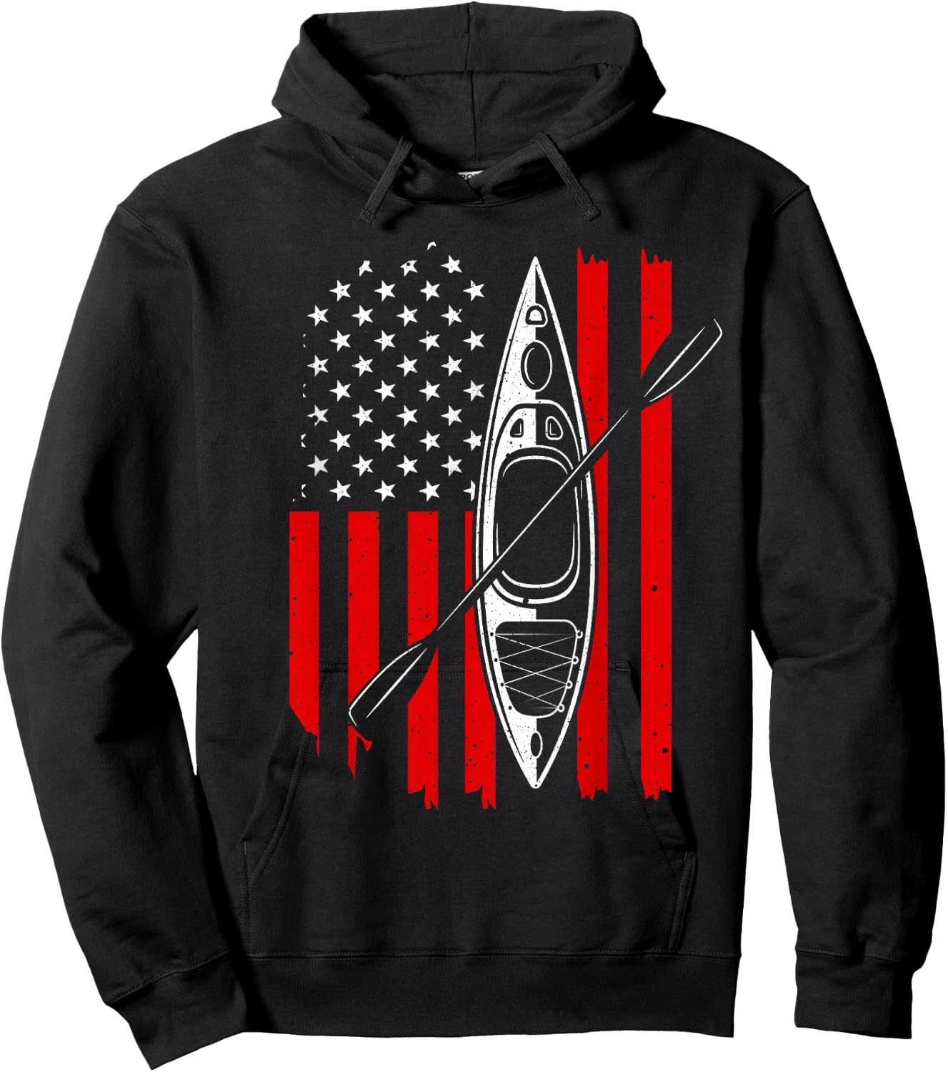 Funny Kayaking Gift Women Cool American Flag Kayak Hoodie - Hoodie | Black
