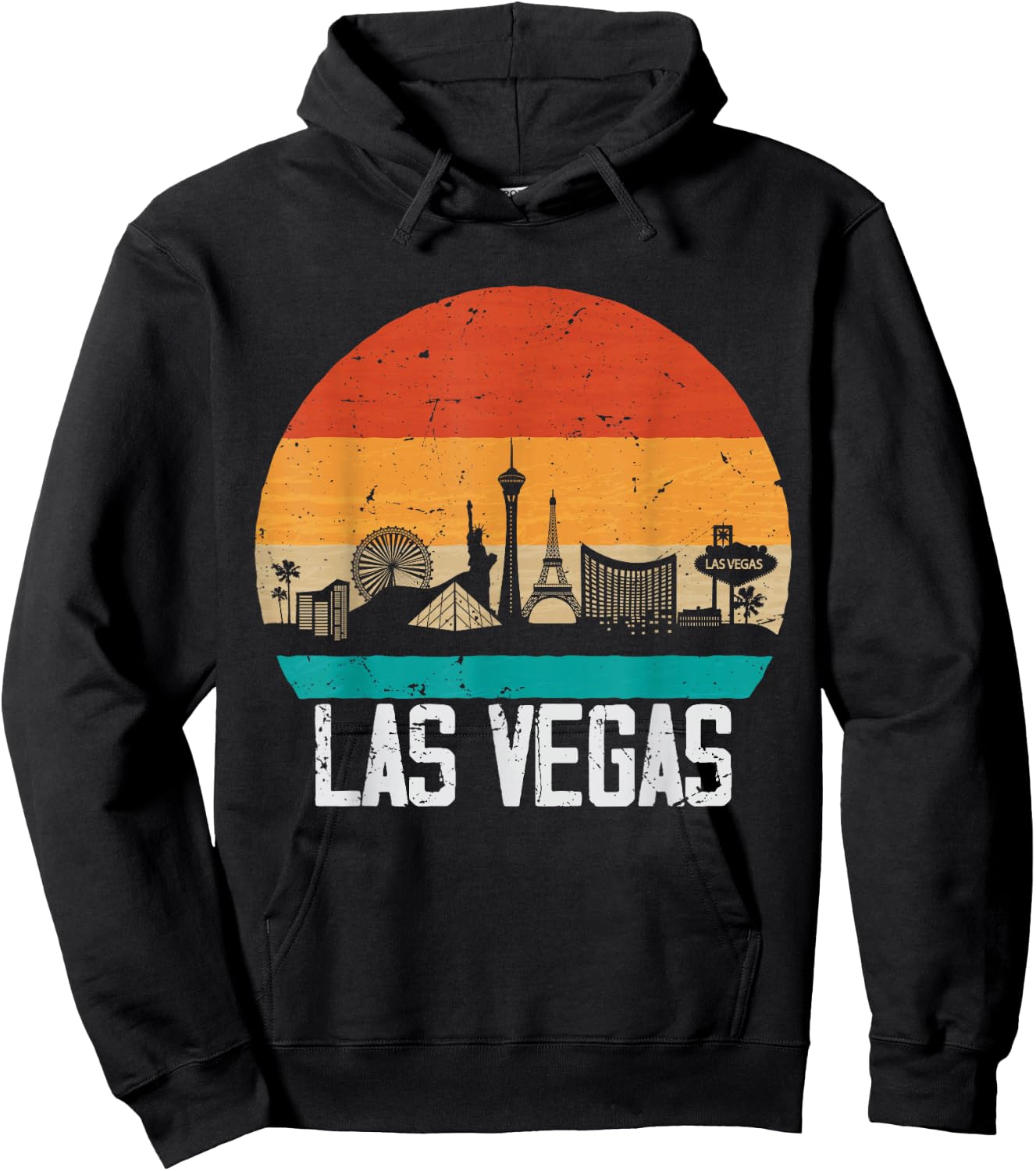 Las Vegas USA Retro Vintage Sunset Skyline Las Vegas Hoodie - Hoodie | Black