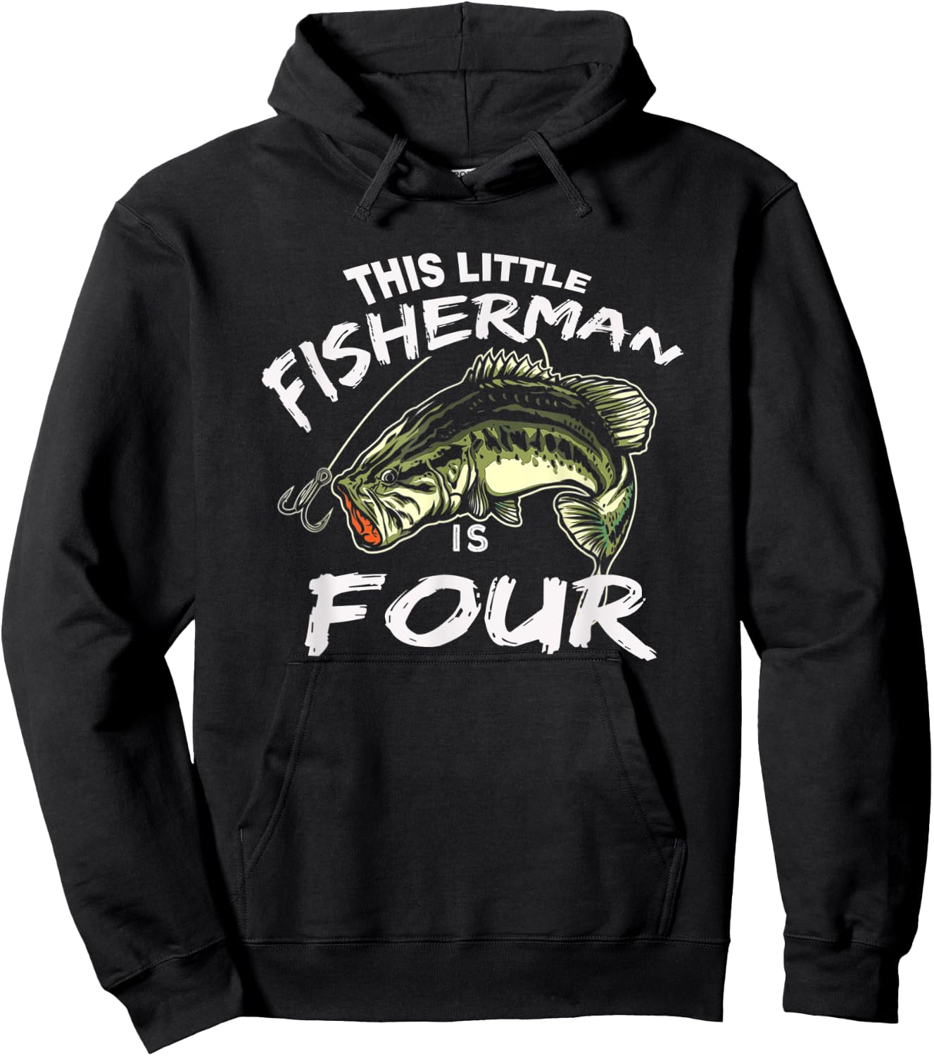 4th Birthday Fishing This Fisherman Is 4 Hoodie - Hoodie | Black