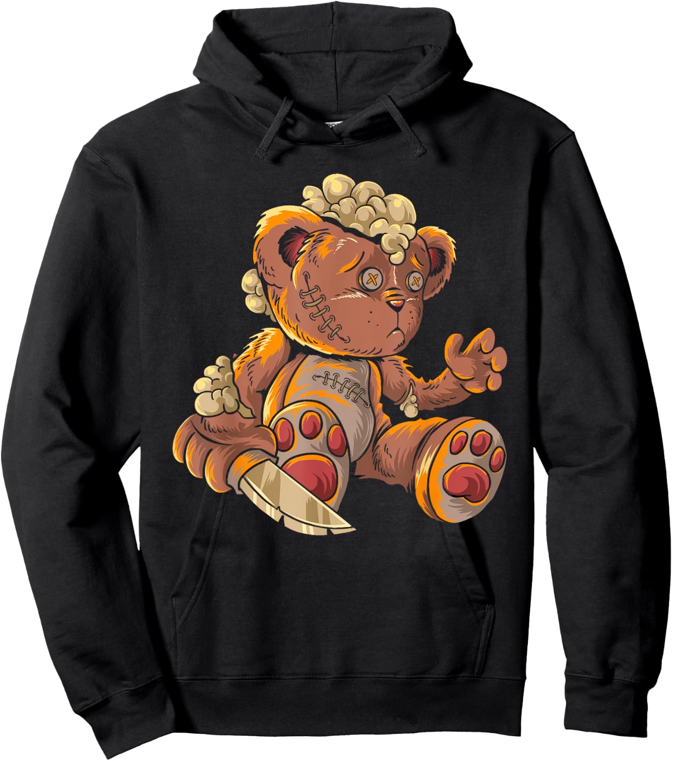 Killer Teddy Bear Lazy Halloween Costume Scary Monster Hoodie - Hoodie | Black