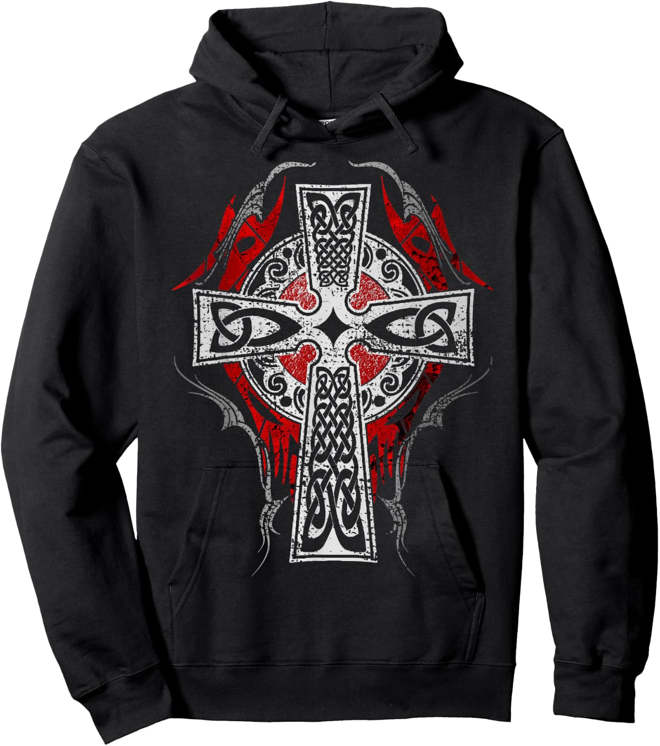 Fenrir The Norse Wolf Shirts Cross Celtic Vintage Norse Tribal Hoodie - Hoodie | Black