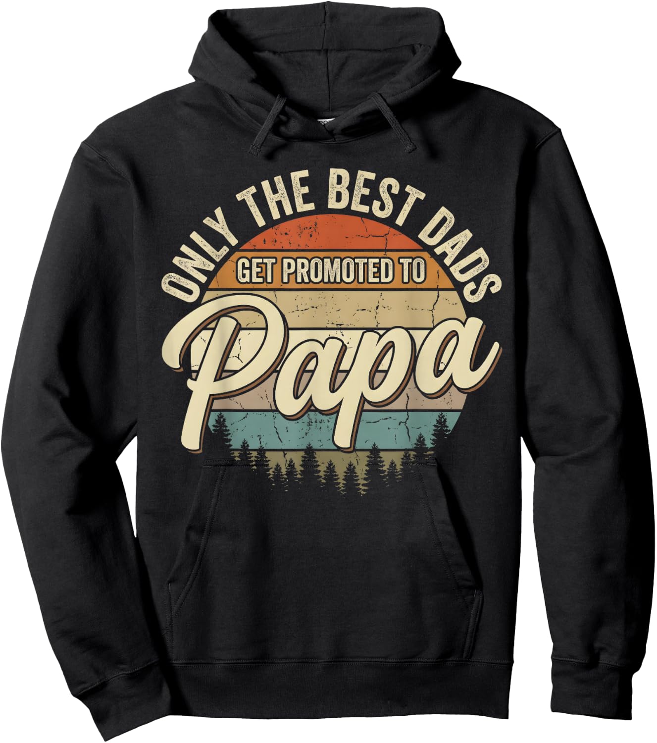 Retro Only The Best Dads Get Promoted to Papa Father's Day Hoodie - Hoodie | Black