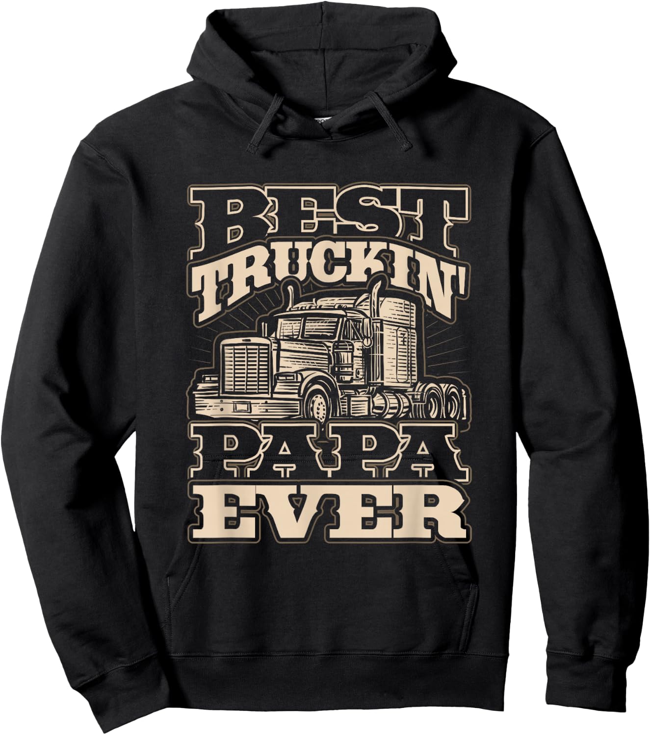 Best Truckin Papa Semi Truck Driver Trucker Life Hoodie - Hoodie | Black