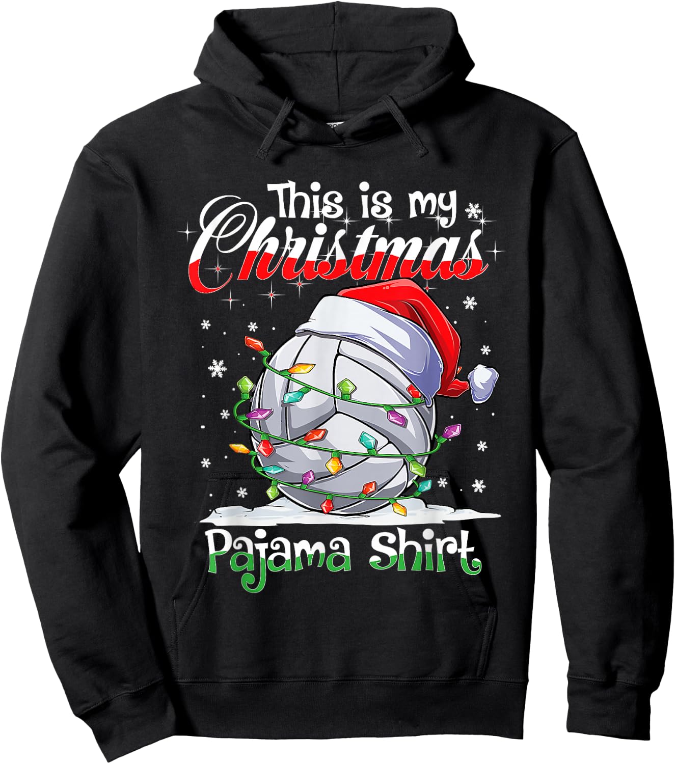 This Is My Christmas Volleyball Pajama Shirt For Boys Men Hoodie - Hoodie | Black