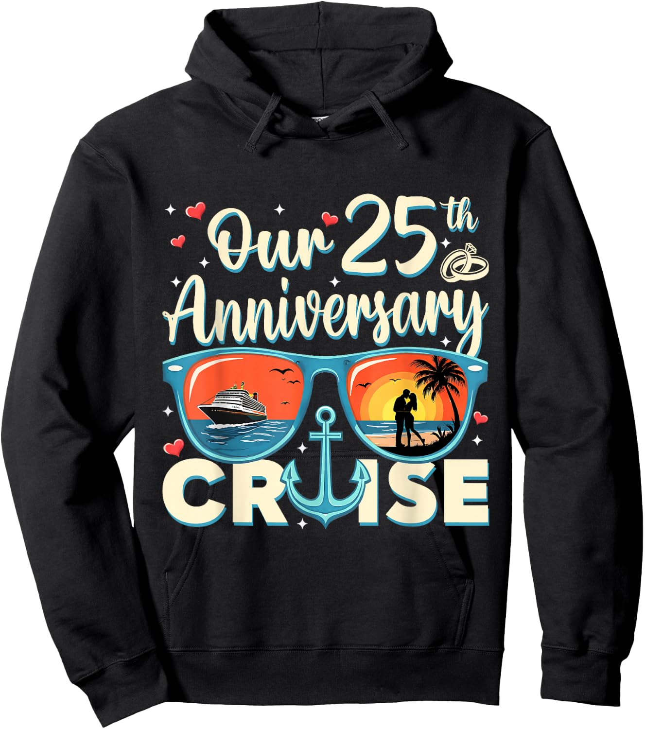 Our 25th Wedding Anniversary Cruise Vacation Couple Matching Hoodie - Hoodie | Black