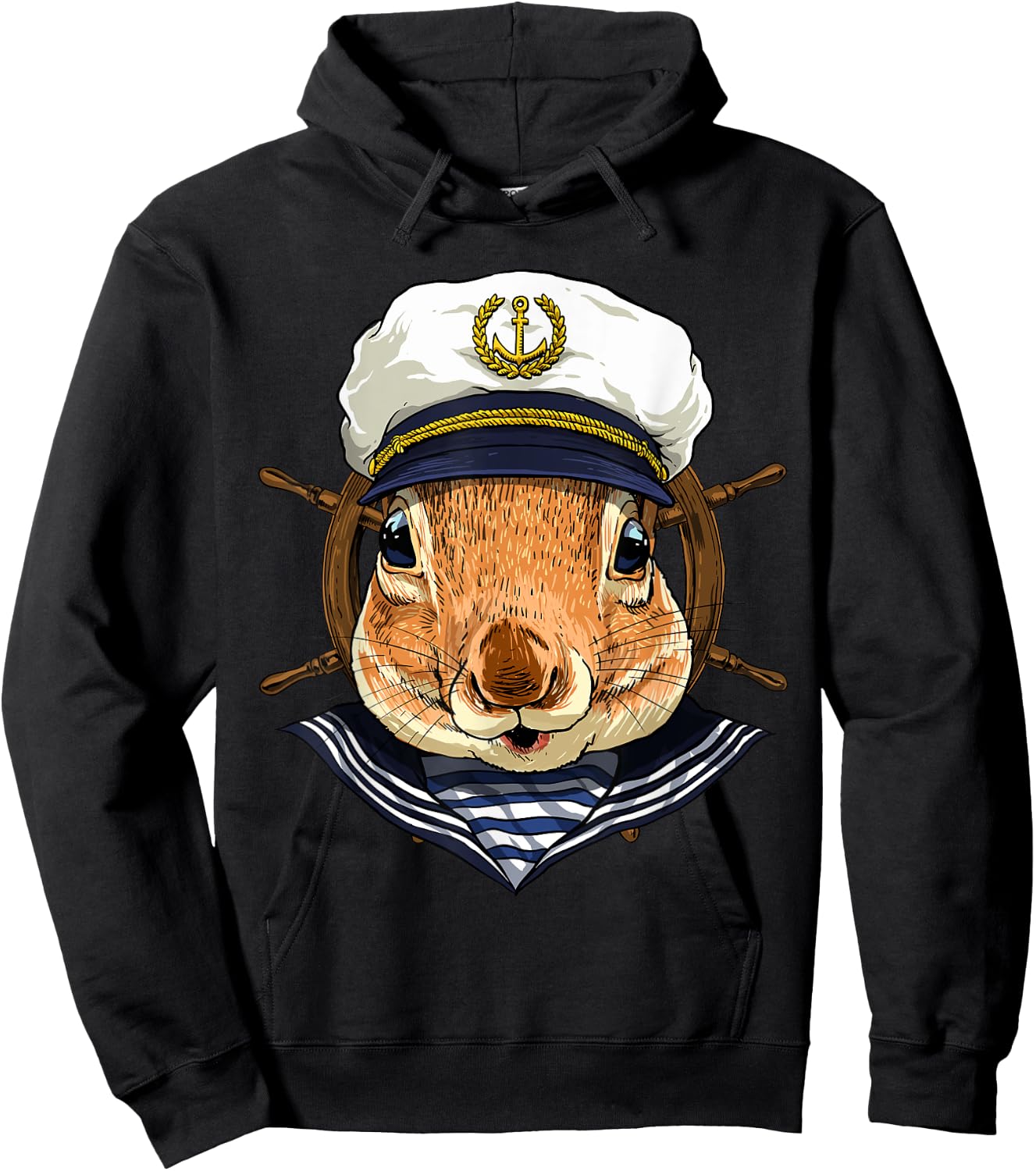 Squirrel Sailor Boat Captain Wildlife Squirrel Rodent Animal Hoodie - Hoodie | Black
