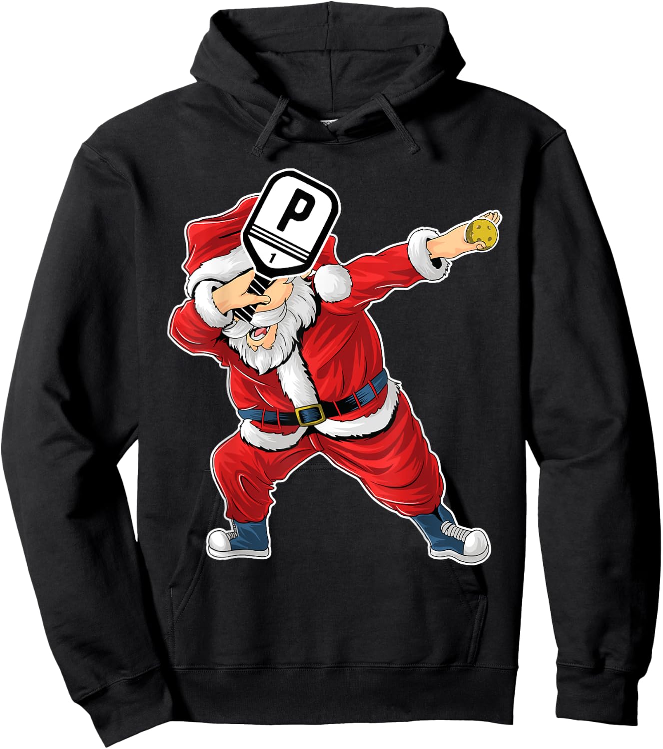 Santa Claus Pickleball Paddle Funny Pickleball Christmas Hoodie - Hoodie | Black