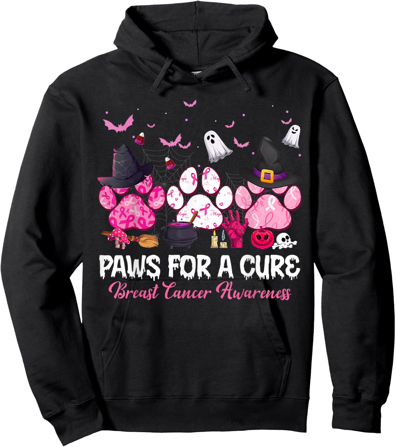 Paws for a Cure Dog Lovers Breast Cancer Halloween Costume Men Women Hoodie - Hoodie | Black