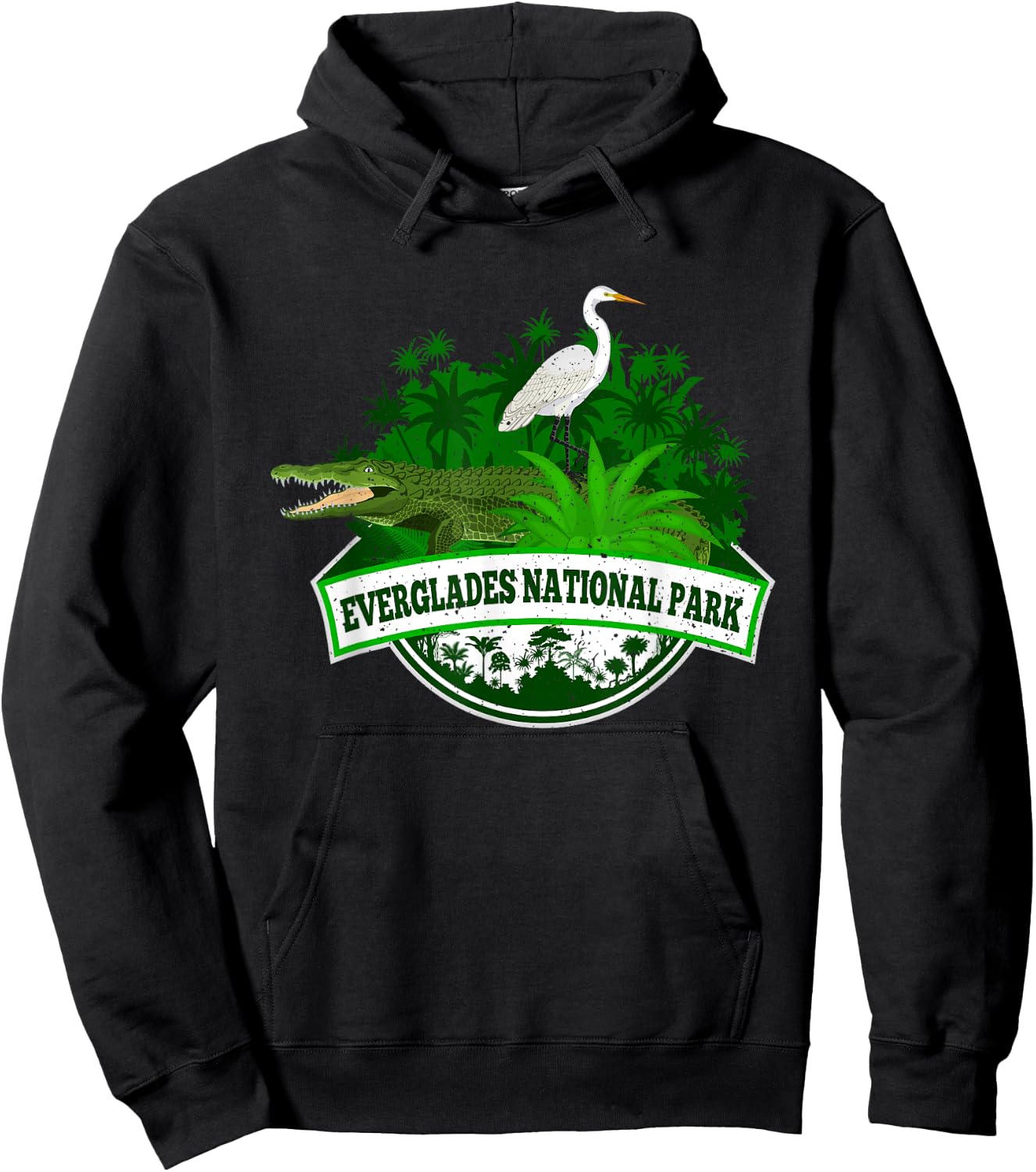Bird and Florida Alligator Of Everglades National Park Hoodie - Hoodie | Black