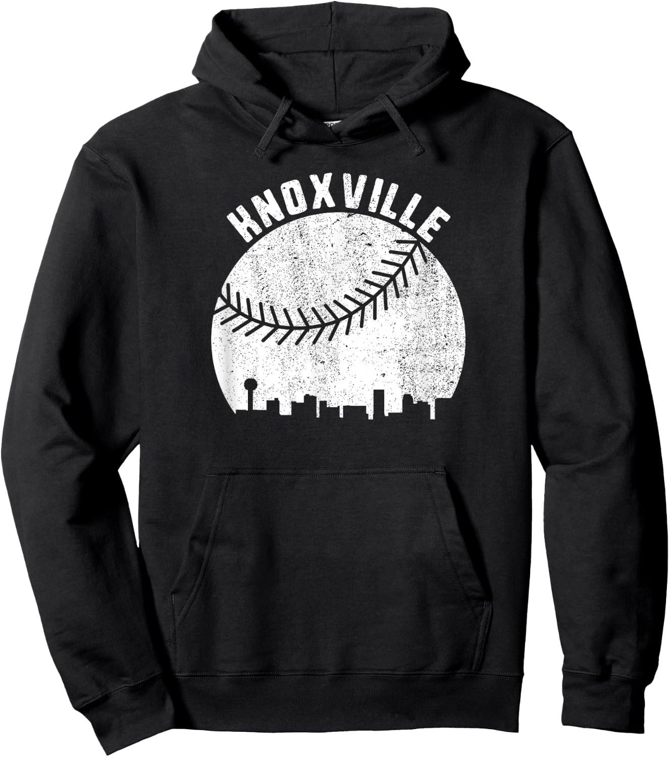 Knoxville Skyline Baseball Fan Vintage Knoxville TN Baseball Hoodie - Hoodie | Black