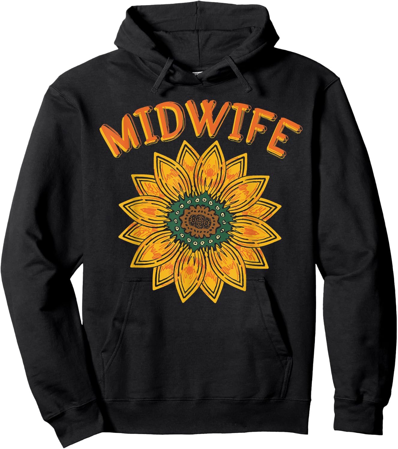 Midwifery Doula Sunflower Birthing Flowers Women Midwife Hoodie - Hoodie | Black