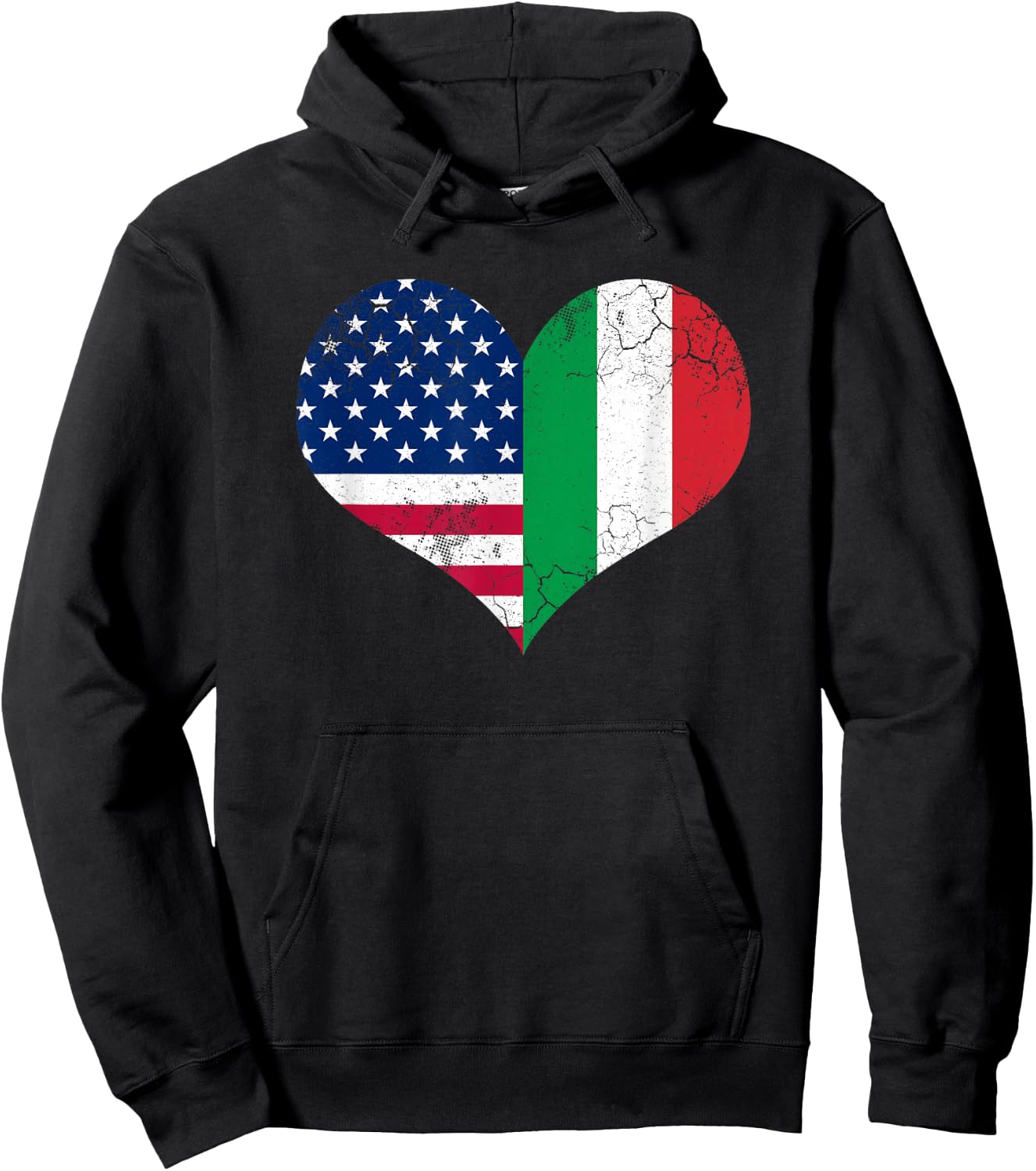 Italian American Flag Heart Love USA Italia Italy Hoodie - Hoodie | Black
