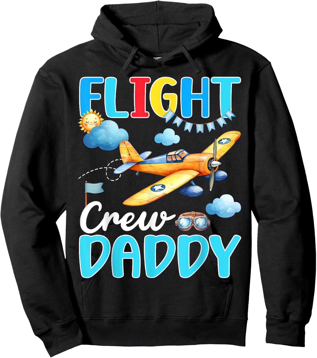 Flight Crew Daddy Birthday Squad Airplane Matching Family Hoodie - Hoodie | Black
