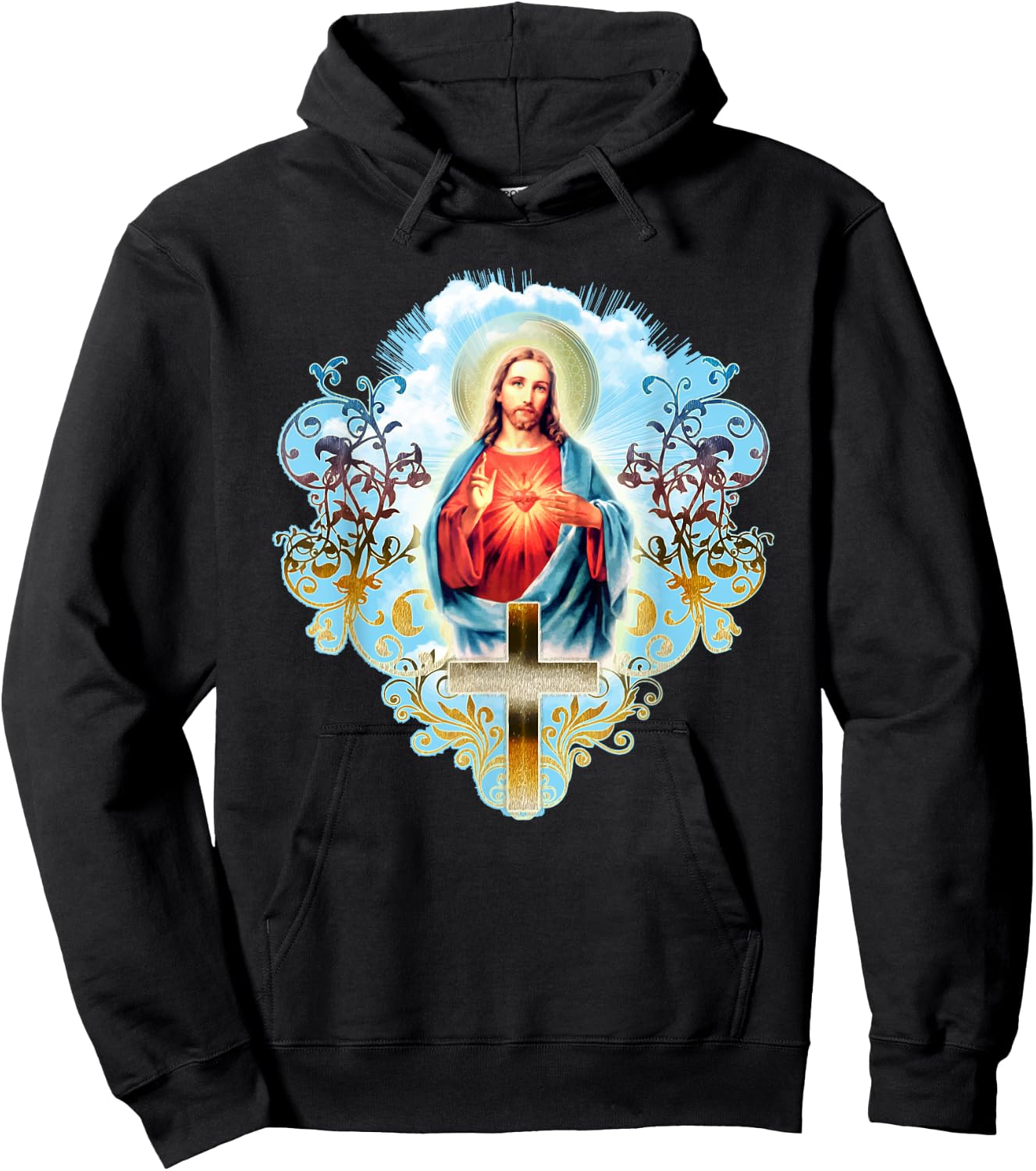 Heart Jesus Christ Vintage Cross Catholic Gifts Hoodie - Hoodie | Black