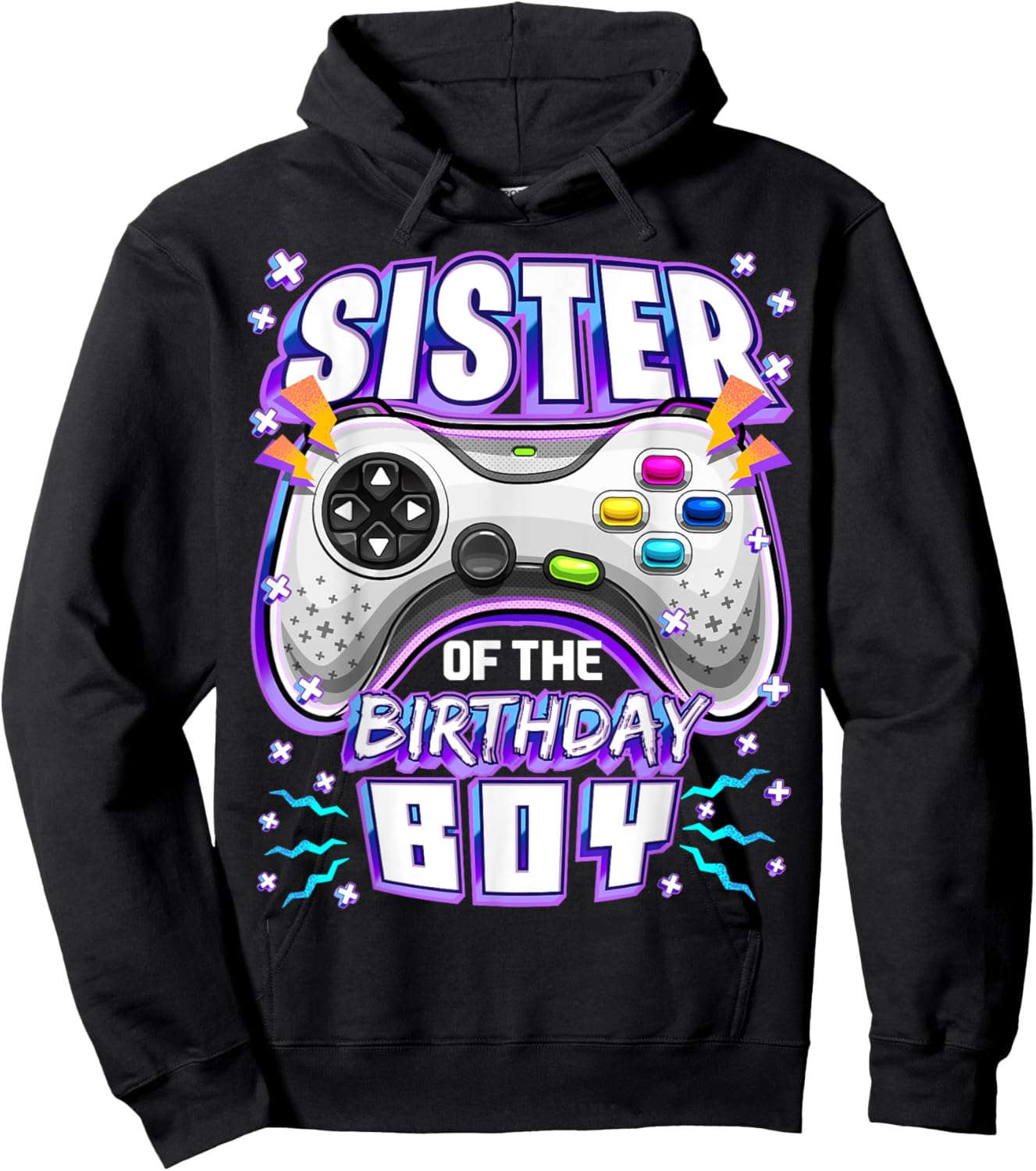 Sister of the Birthday Boy Matching Video Gamer Party Hoodie - Hoodie | Black