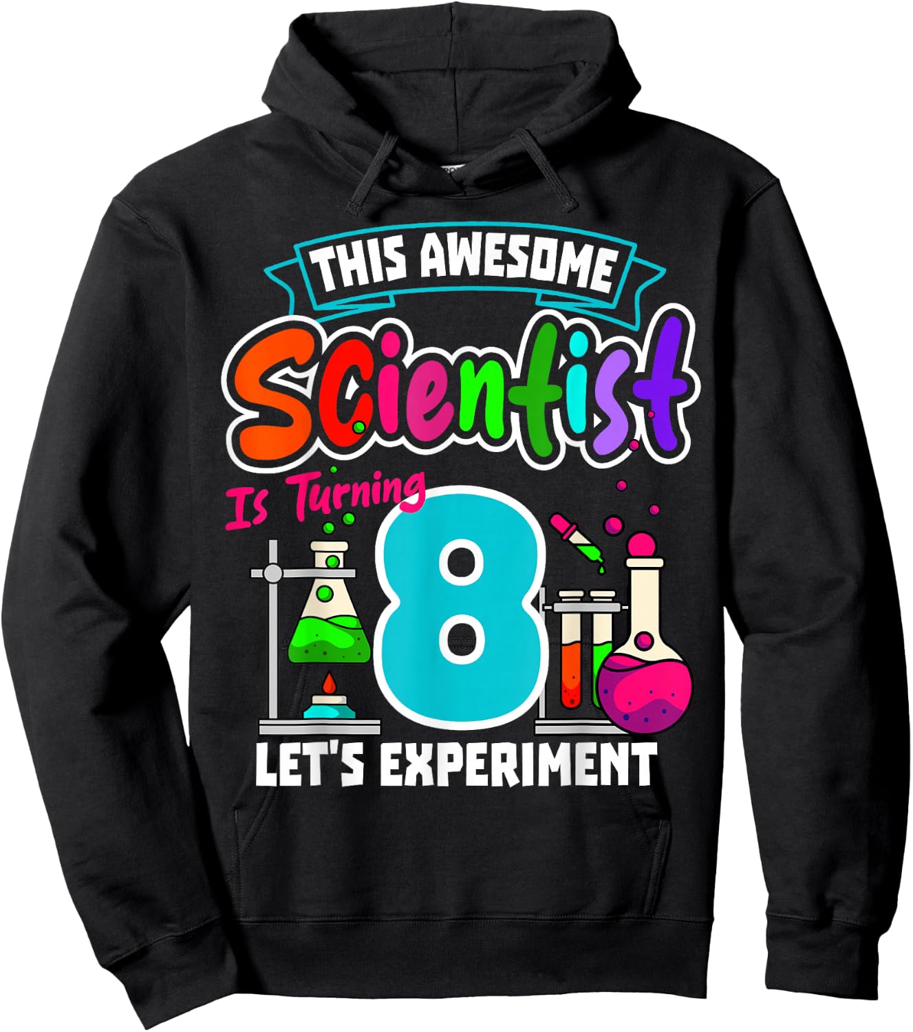 This Awesome Scientist is Turning 8 Science Birthday Hoodie - Hoodie | Black