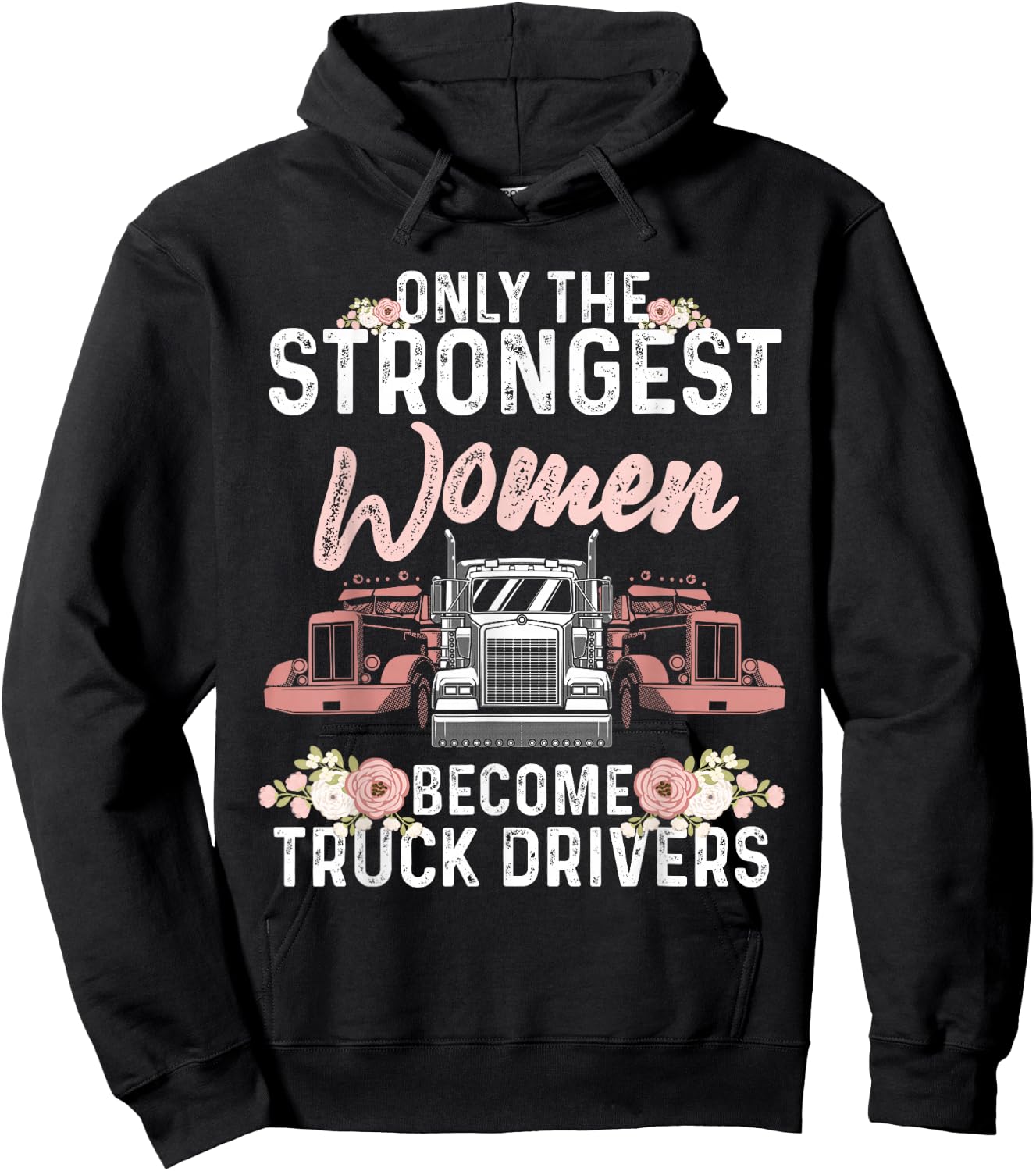 Funny Truck Driver Girls Lorry Cab Female Driving Hoodie - Hoodie | Black