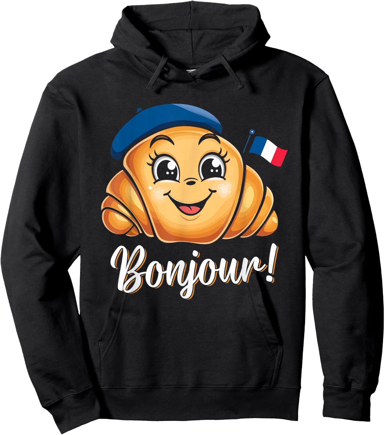 Croissant French Saying Quote France Baking Breakfast Funny Hoodie - Hoodie | Black