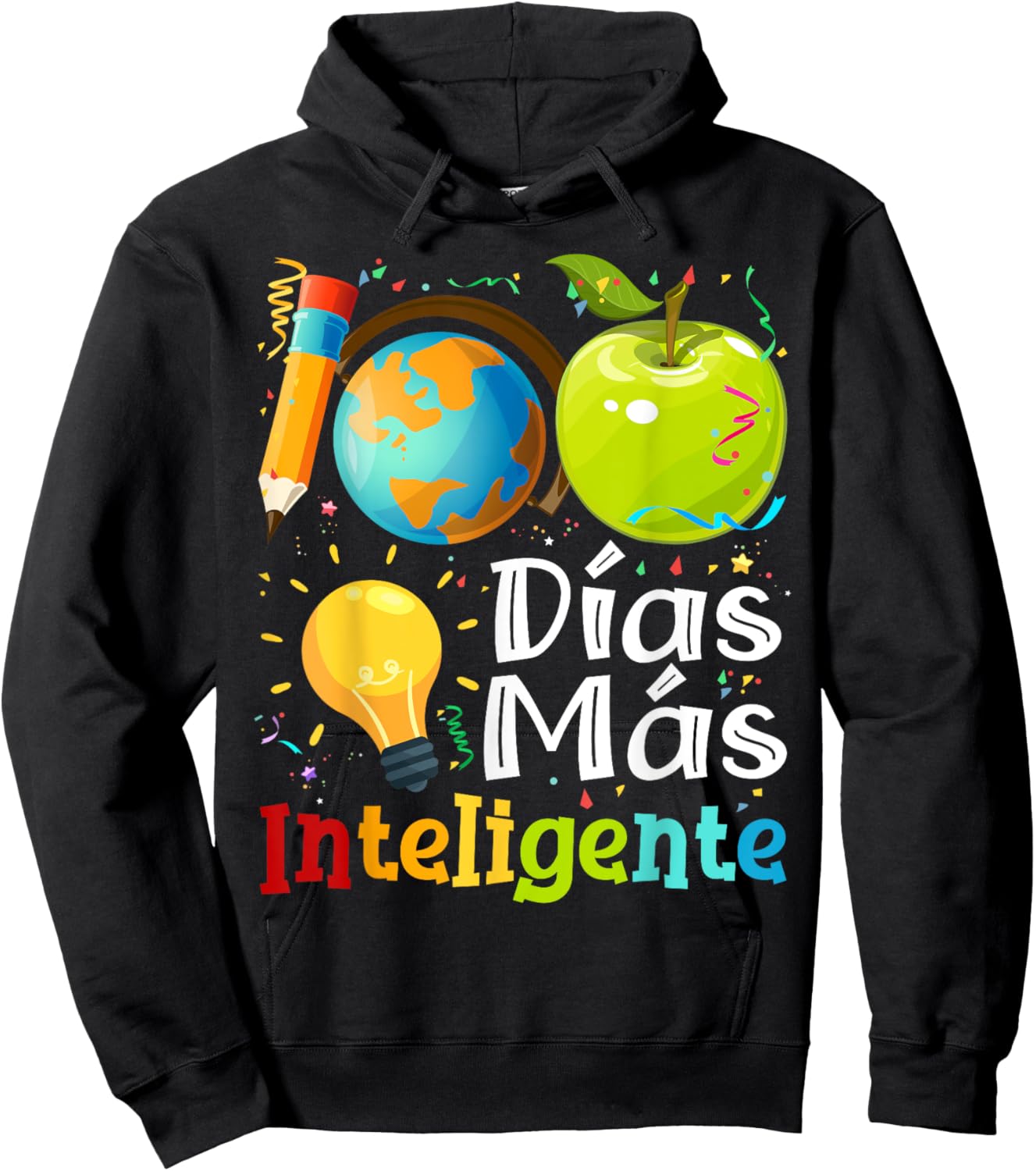 100 Dias mas inteligente Spanish Teacher 100th Day School Women Kids Hoodie - Hoodie | Black