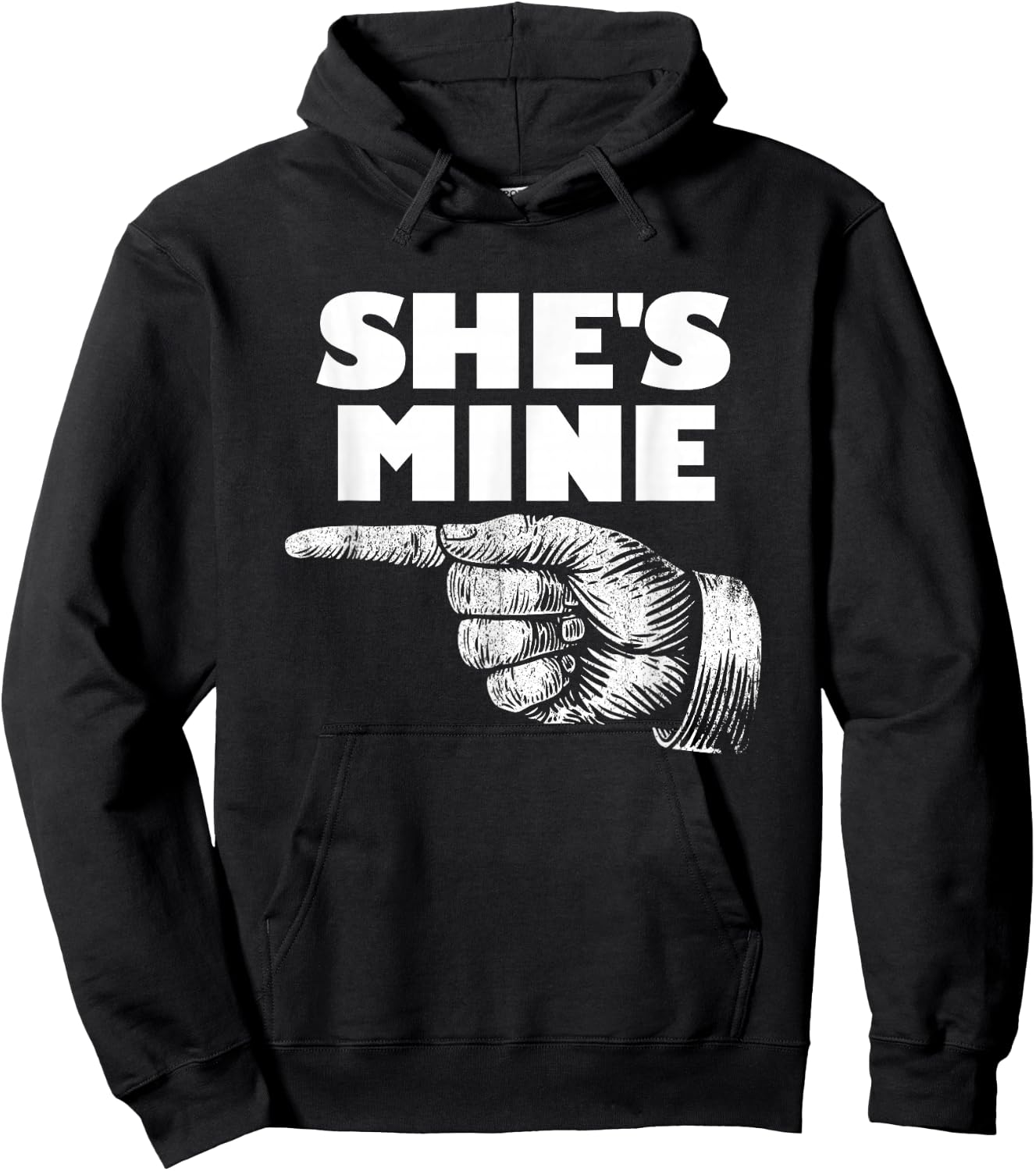 She's Mine Finger Pointing Left Matching Couple She's Mine Hoodie - Hoodie | Black
