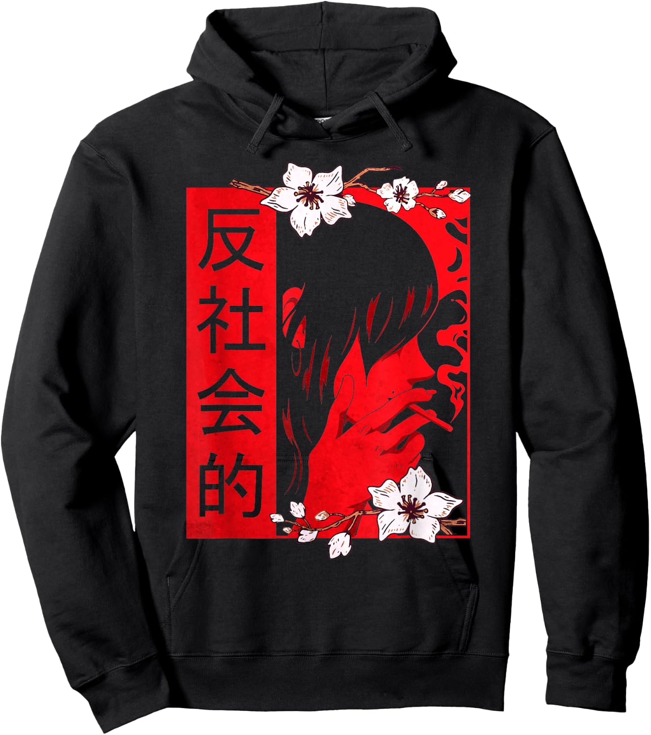 Soft Grunge Aesthetic Antisocial Sad Anime Girl Harajuku Hoodie - Hoodie | Black