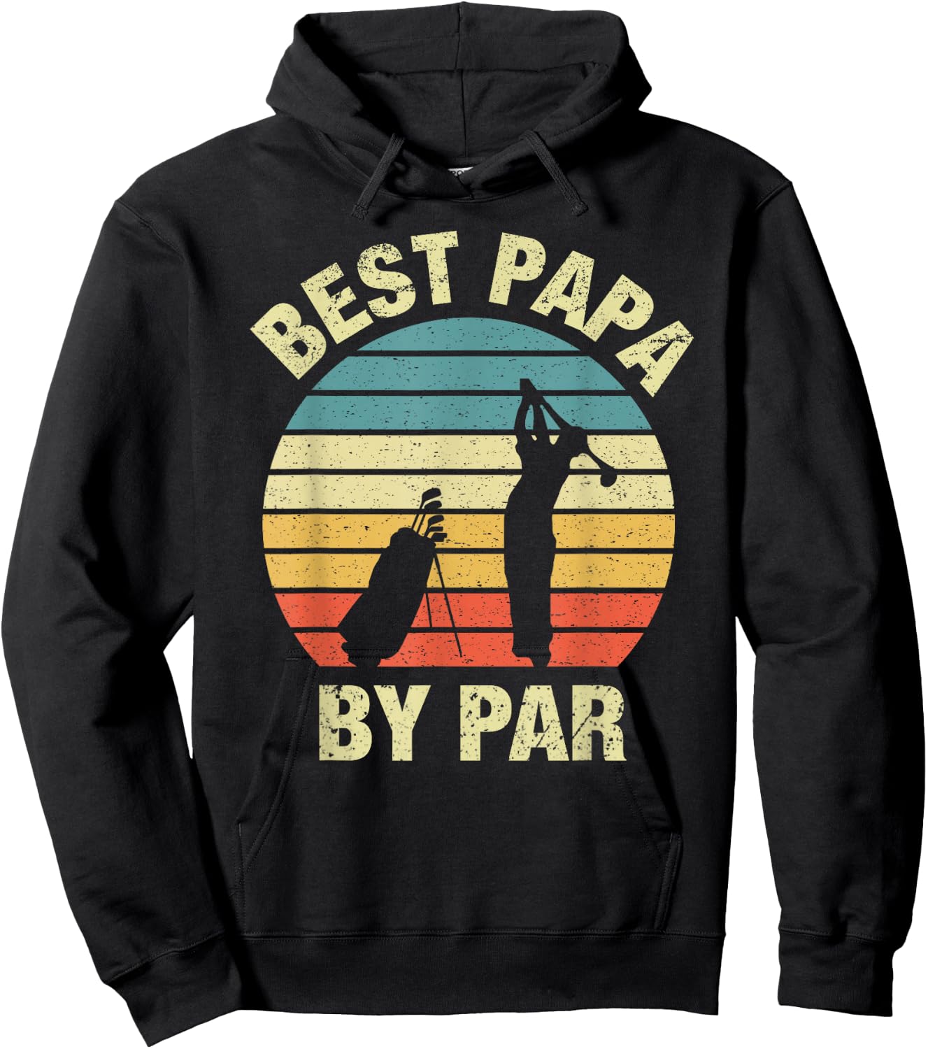 Vintage Best Papa By Par Father's Day Golfing Hoodie - Hoodie | Black