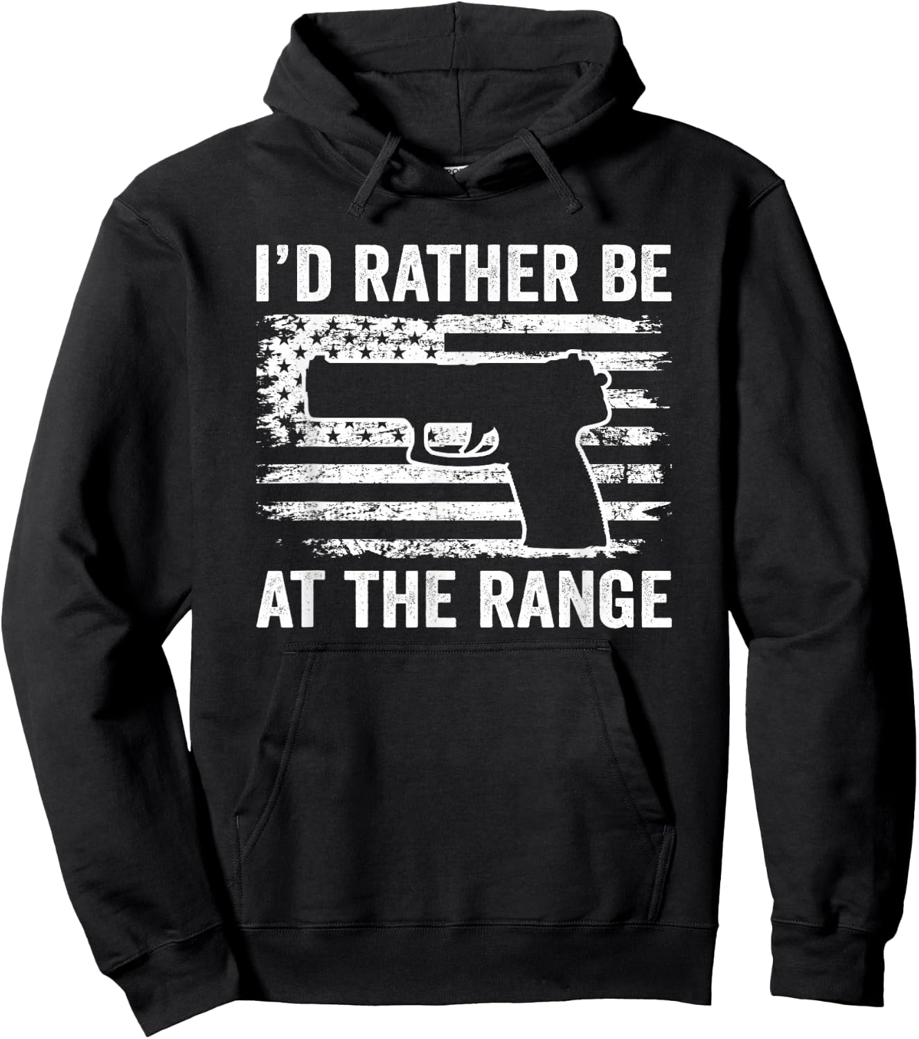 I'd Rather Be At The Gun Range - Pistol USA Flag Funny Gun Women Men Hoodie - Hoodie | Black
