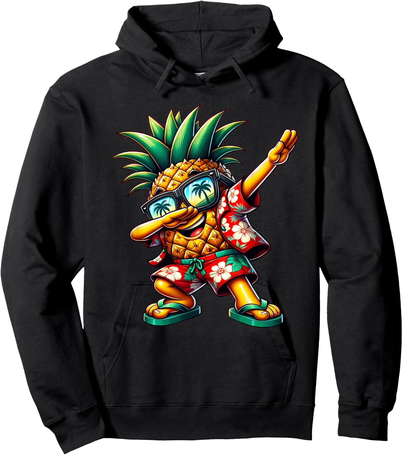 Dabbing Pineapple Sunglasses Aloha Beaches Hawaii Hoodie - Hoodie | Black