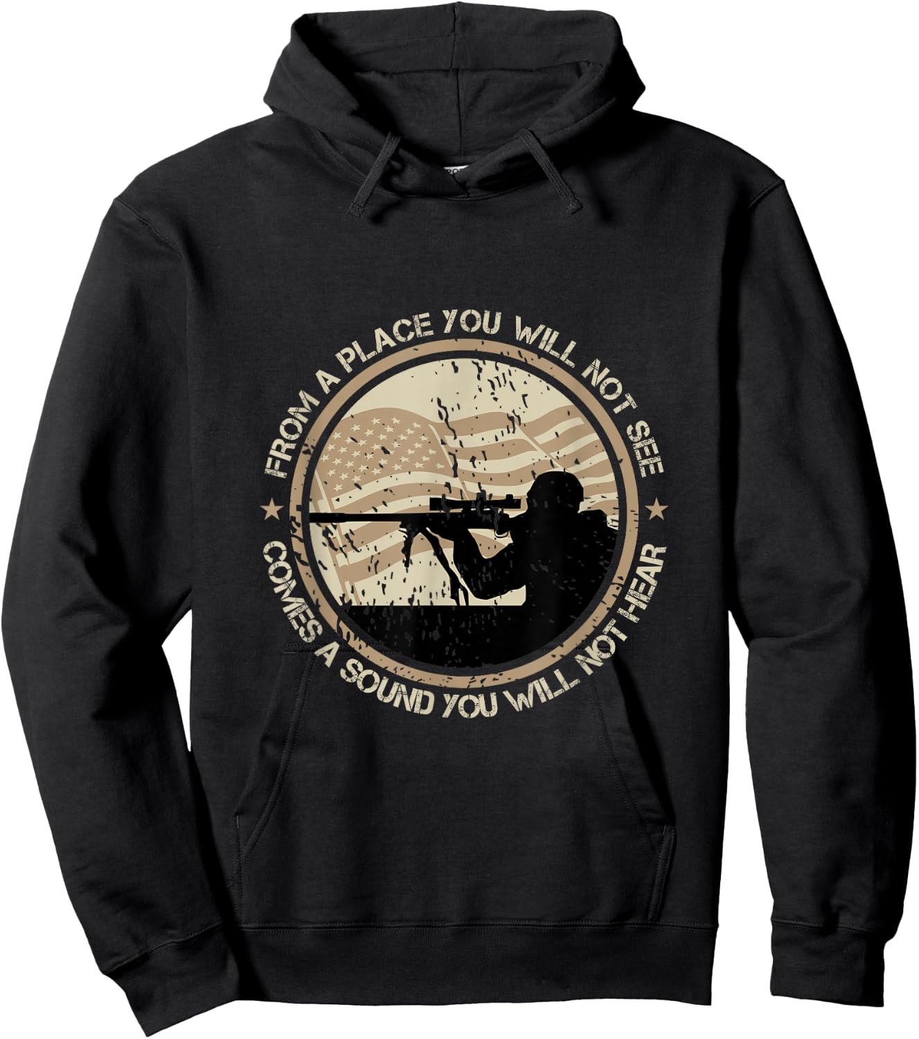 Sniper Military Sharpshooter USA You Will Not See Hear Hoodie - Hoodie | Black