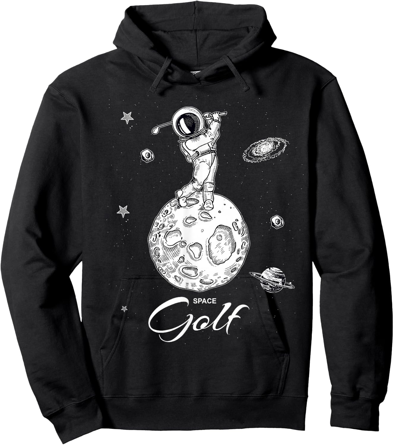 Cool Astronaut Novelty Play Golf Graphic & Cool Designs Hoodie - Hoodie | Black