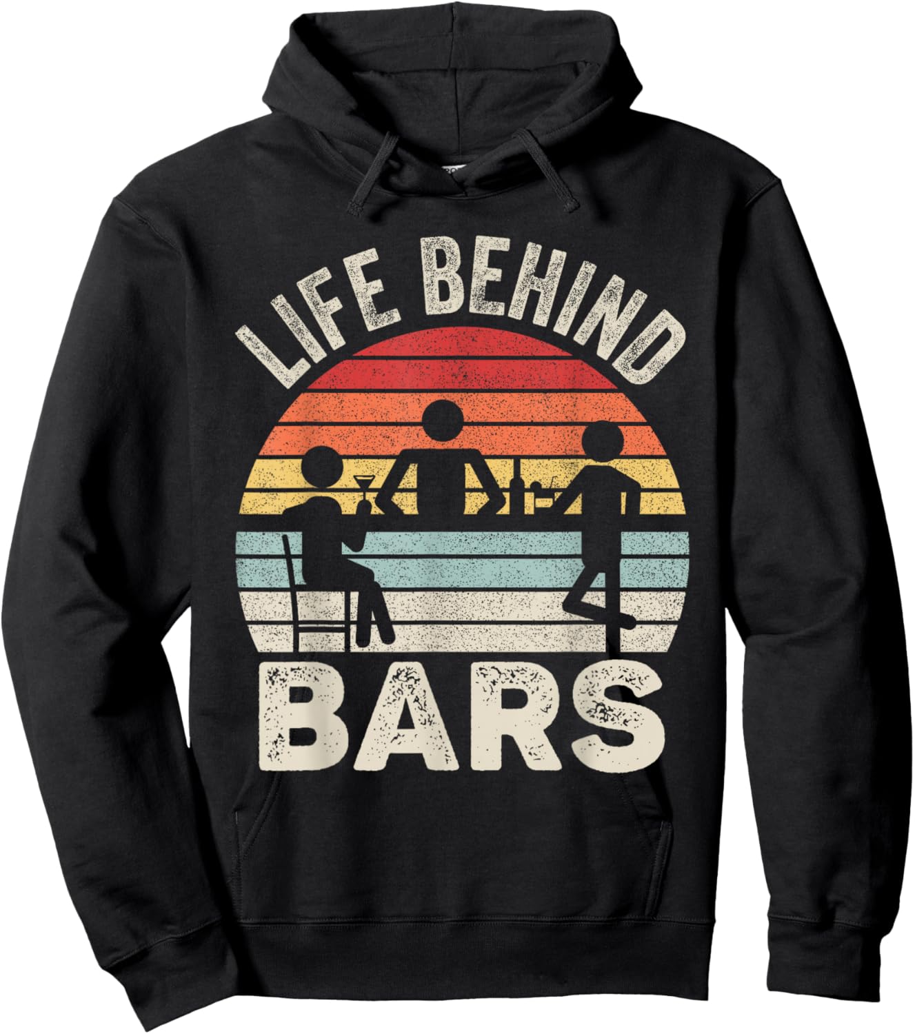 Vintage Retro Life Behind Bars Bartender Hoodie - Hoodie | Black