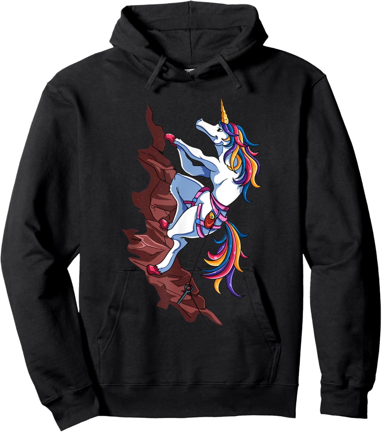 Magical Rainbow Unicorn Sports Rock Climbing Player For Kids Hoodie - Hoodie | Black