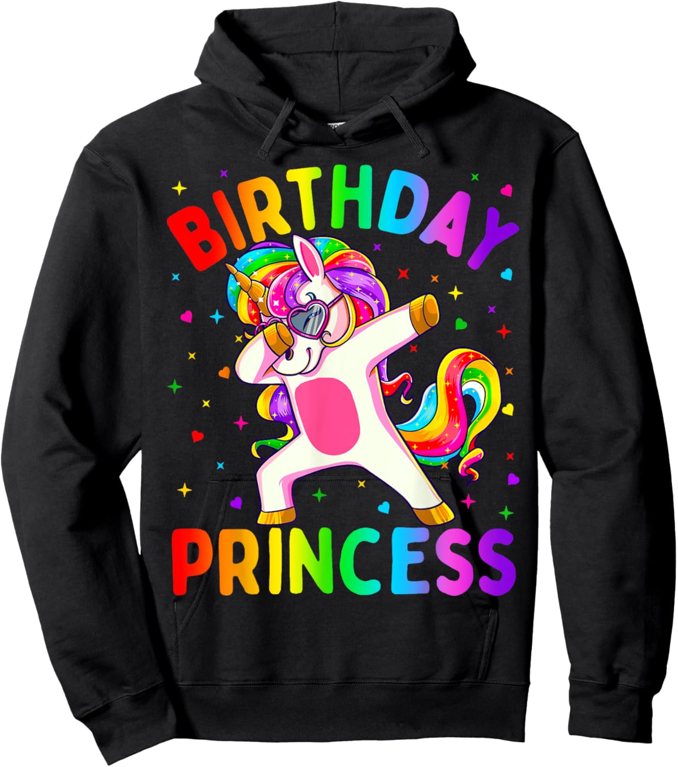 Birthday Princess Girl Dabbing Unicorn Girls Hoodie - Hoodie | Black