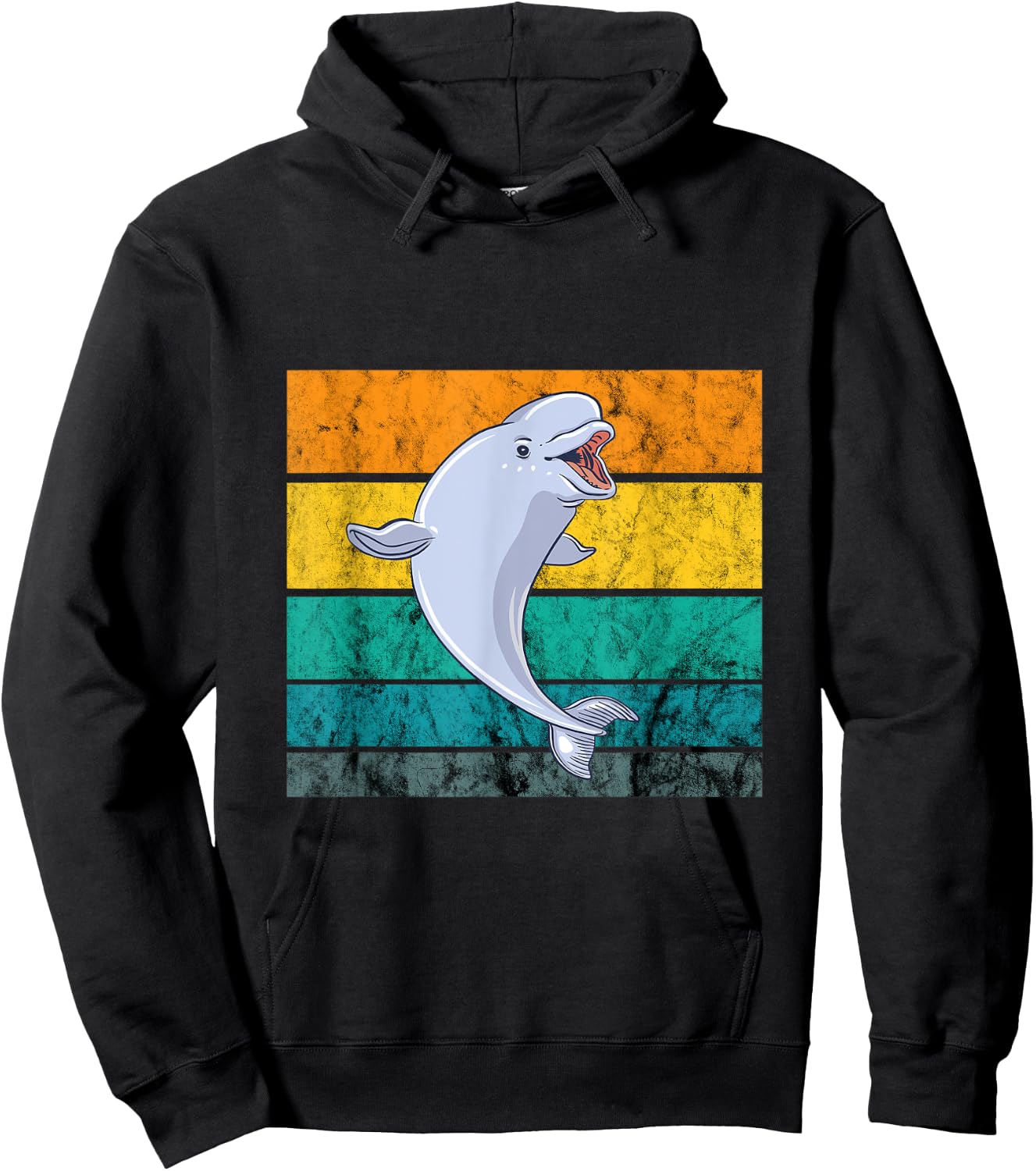 Beluga Whale Retro Vintage White Whale Arctic Ocean Mammals Hoodie - Hoodie | Black