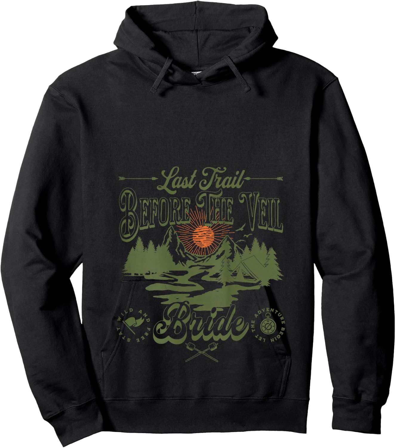 Last Trail Before The Veil Mountain Camp Bachelorette Party Hoodie - Hoodie | Black