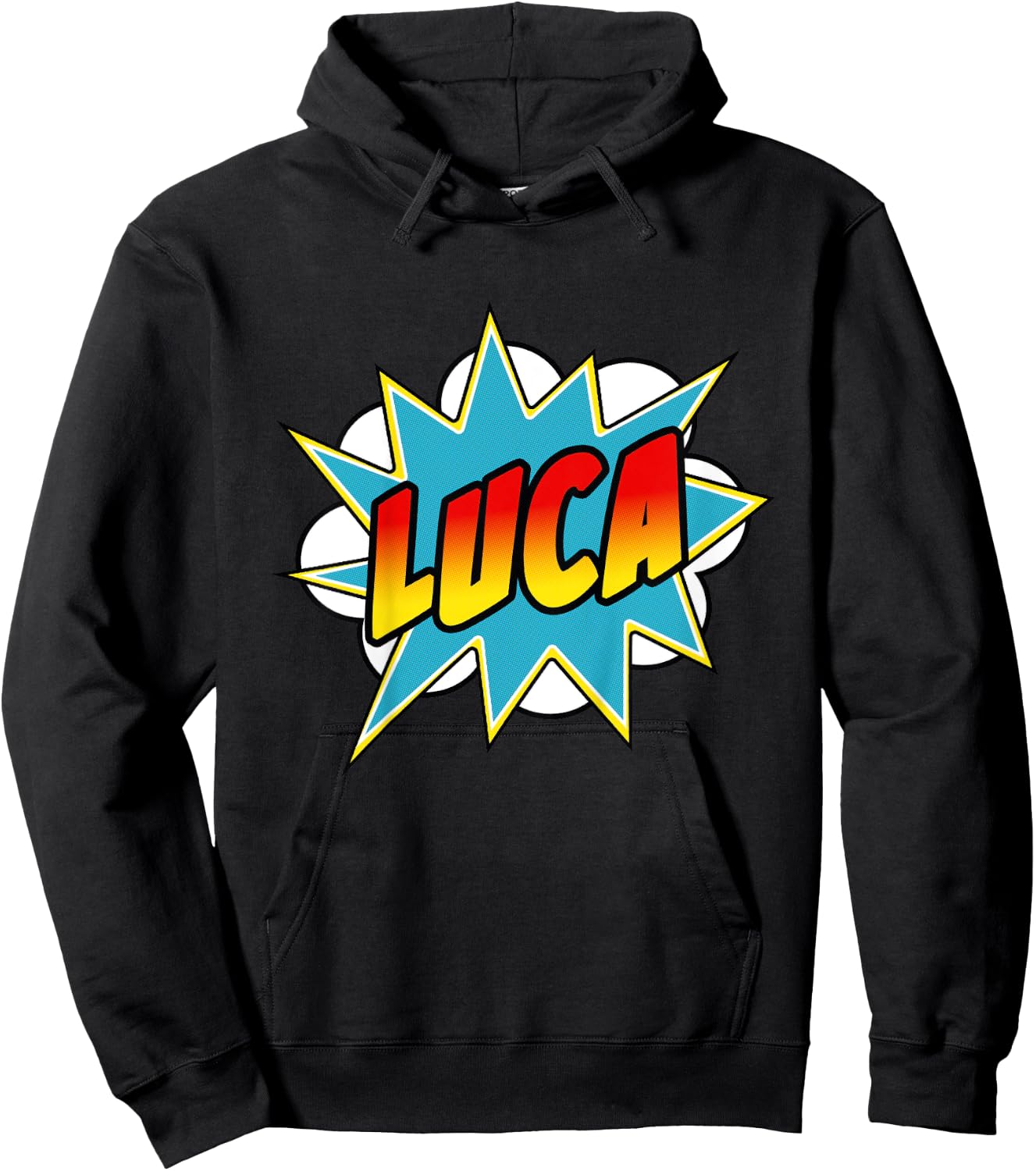 Kids Boys Luca Name Comic Book Superhero Hoodie - Hoodie | Black