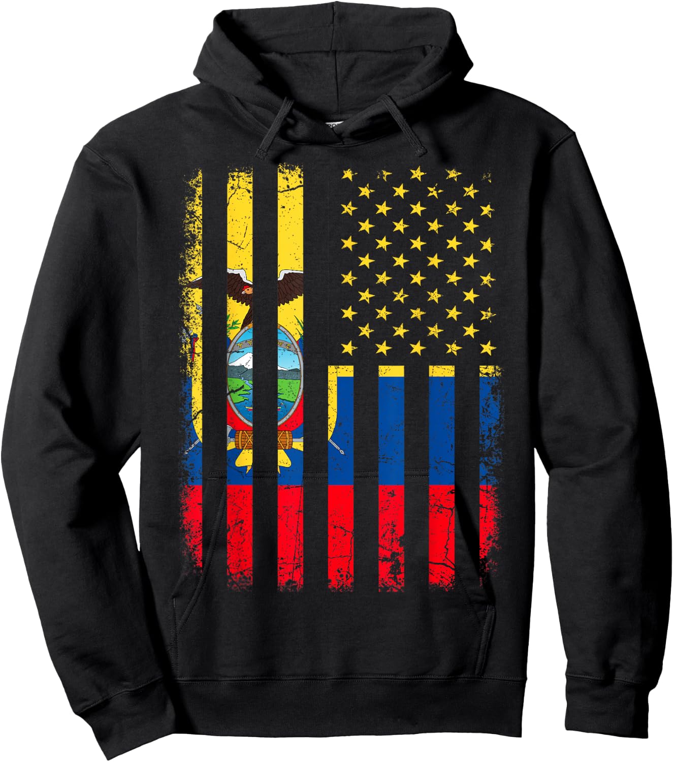 Ecuadorian American Flag Ecuadorian Roots Ecuador America Hoodie - Hoodie | Black