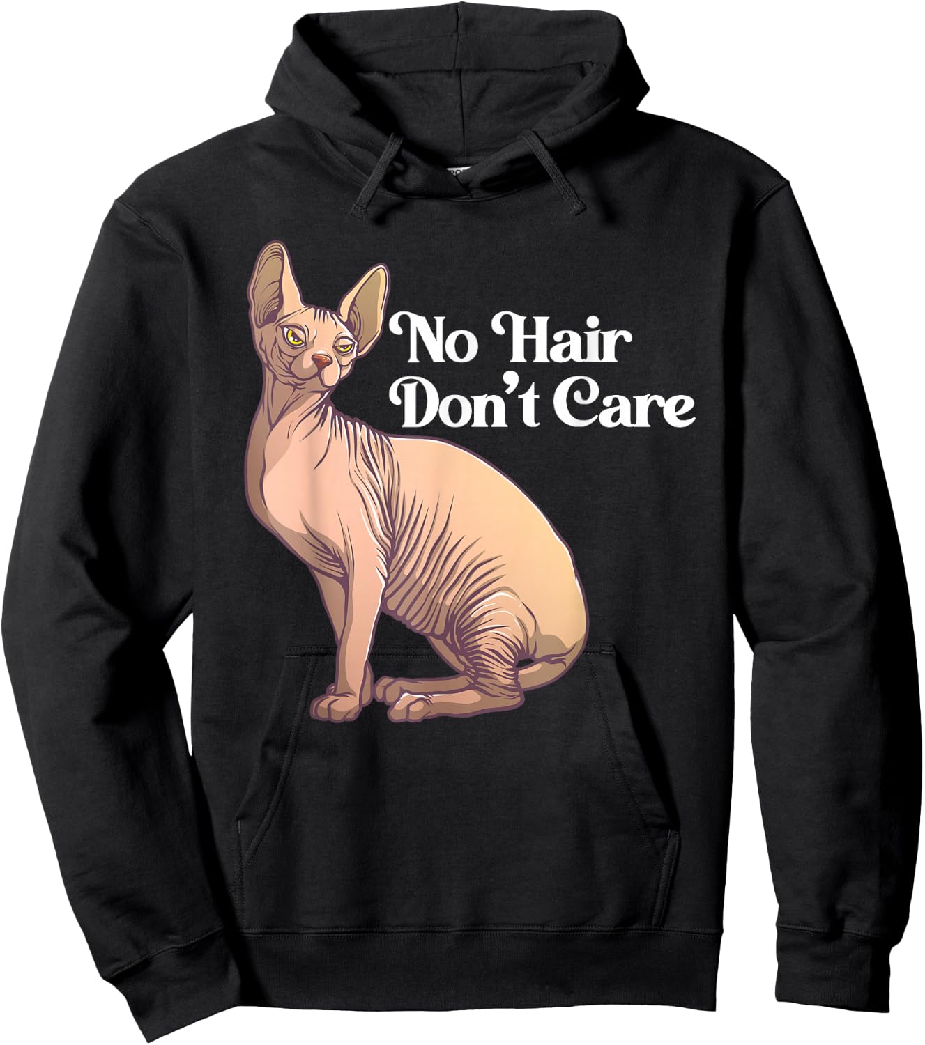 Funny Sphynx Cat Art Women Hairless Cat Lover Pet Hoodie - Hoodie | Black