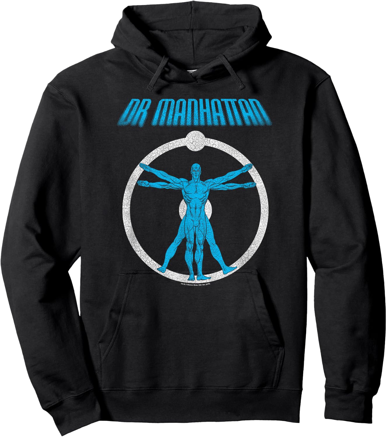 DC Comics Watchmen Dr. Manhattan Anatomy - Women's & Adult - Blue - Short Sleeve - - Classic Fit - 100% Polyester - Superhero Hoodie - Hoodie | Black