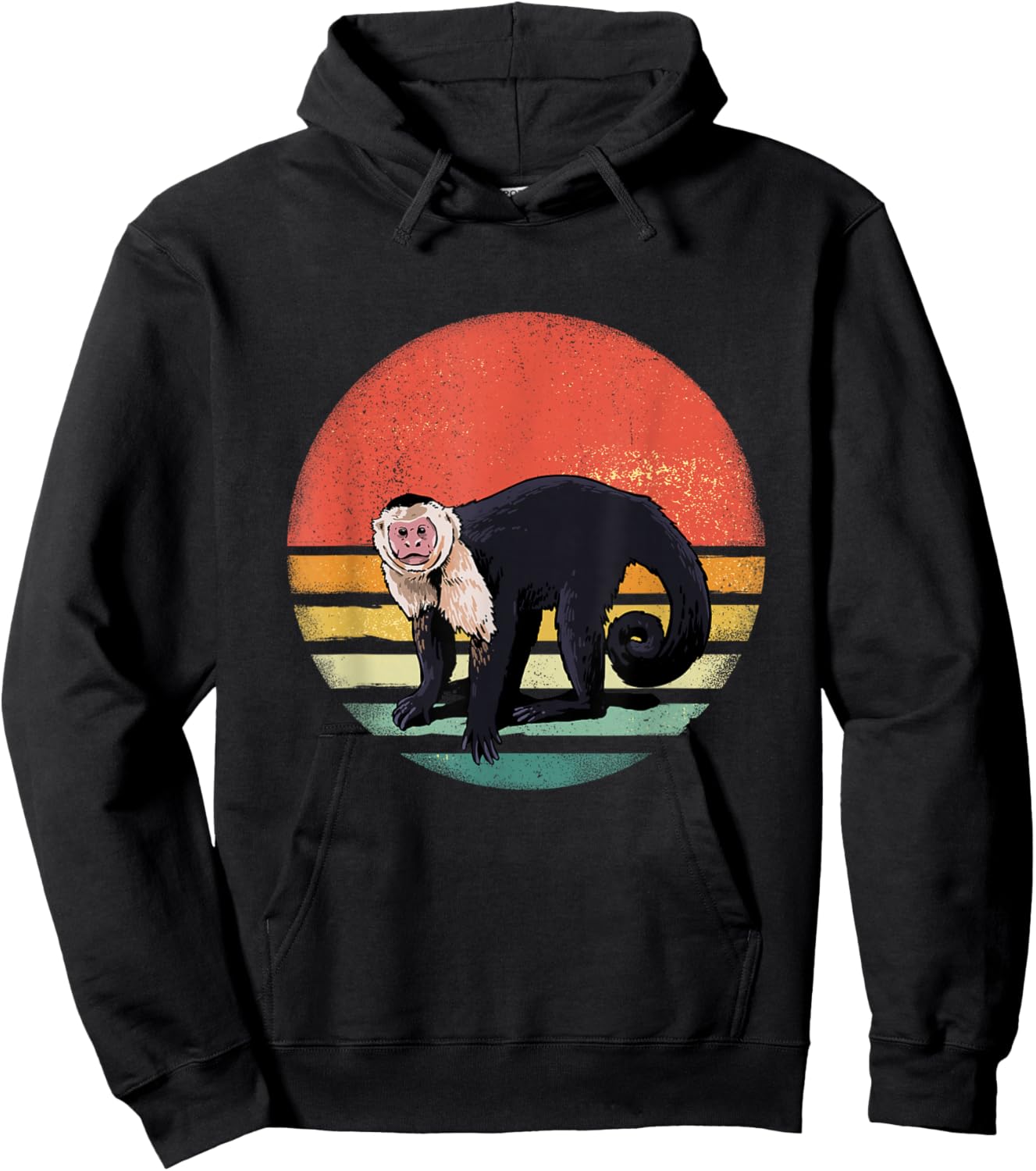 Retro Capuchin Monkey Primate Wildlife Zoology Wild Animal Hoodie - Hoodie | Black