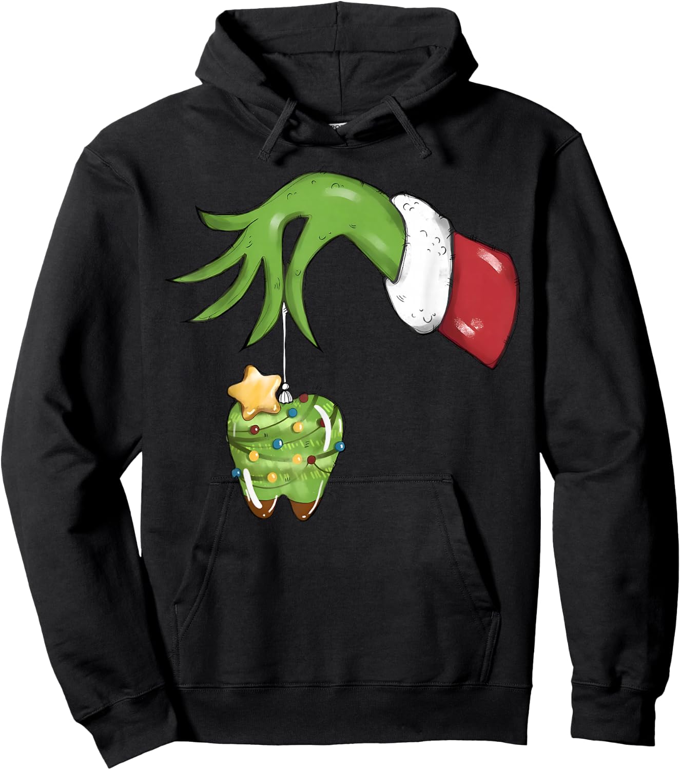 Christmas Teeth Dentist Xmas Reindeer Santa Squad Pajamas Hoodie - Hoodie | Black