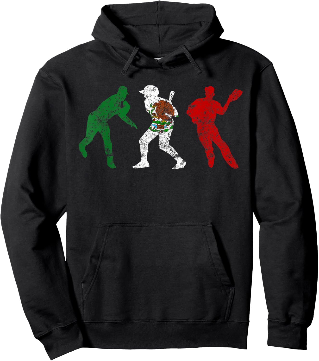 Mexico Baseball Flag Mexican Vintage Beisbol Gift Hoodie - Hoodie | Black