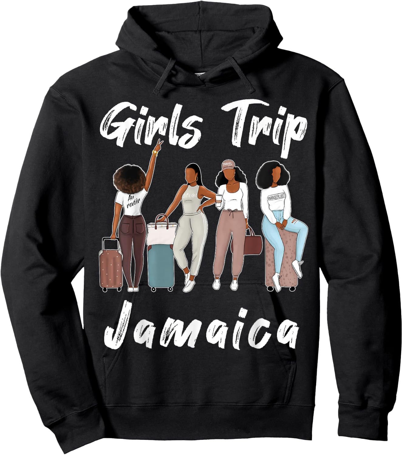 Jamaica Girls Trip 2026 Funny Best Friends Summer Holiday Hoodie - Hoodie | Black
