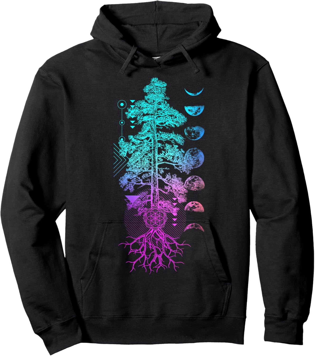 Tree of Life Phases of the Moon Yoga Chakra Gift Hoodie - Hoodie | Black